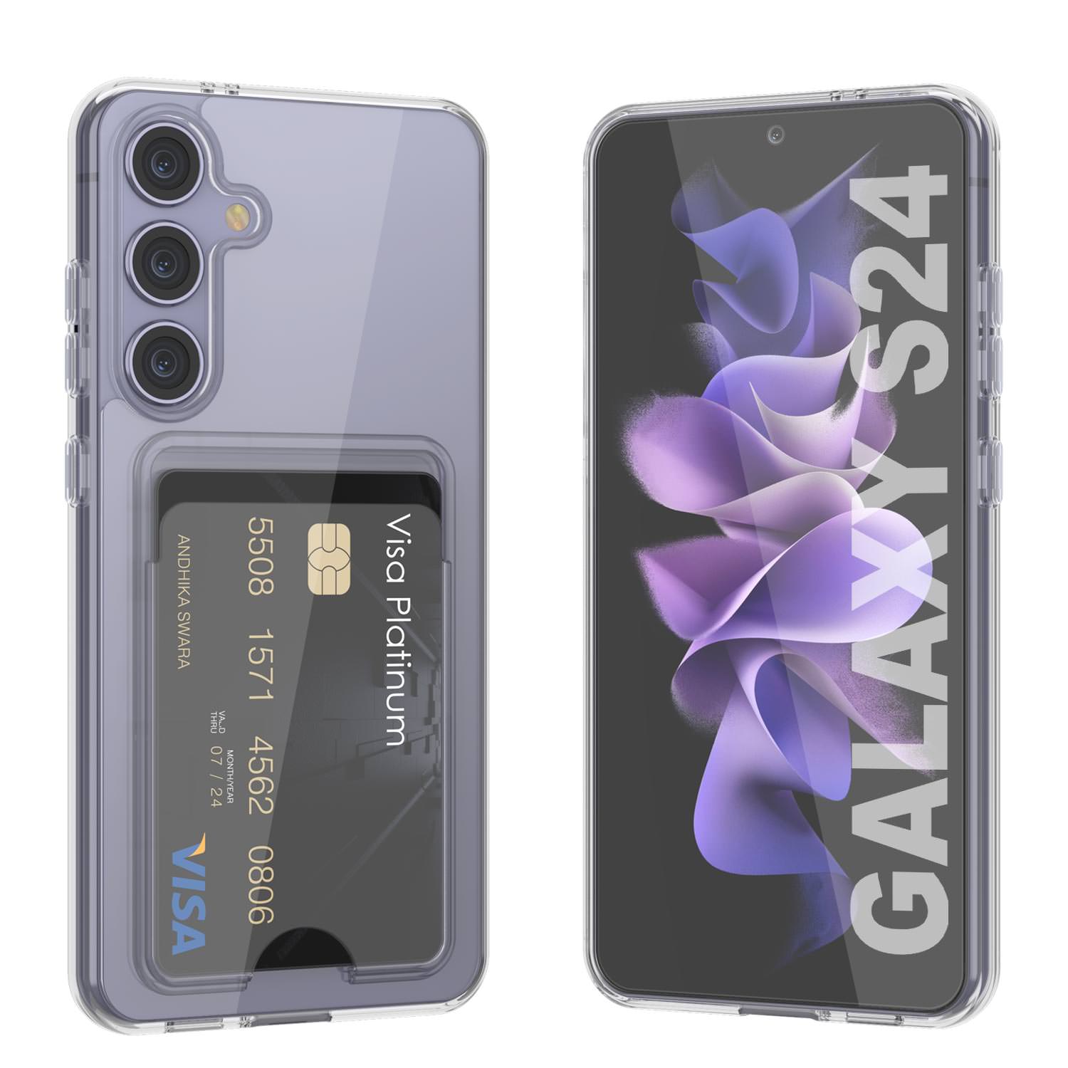 Galaxy S24 Card Holder Case [Crystal CardSlot Series] [Slim Fit] [Grey]