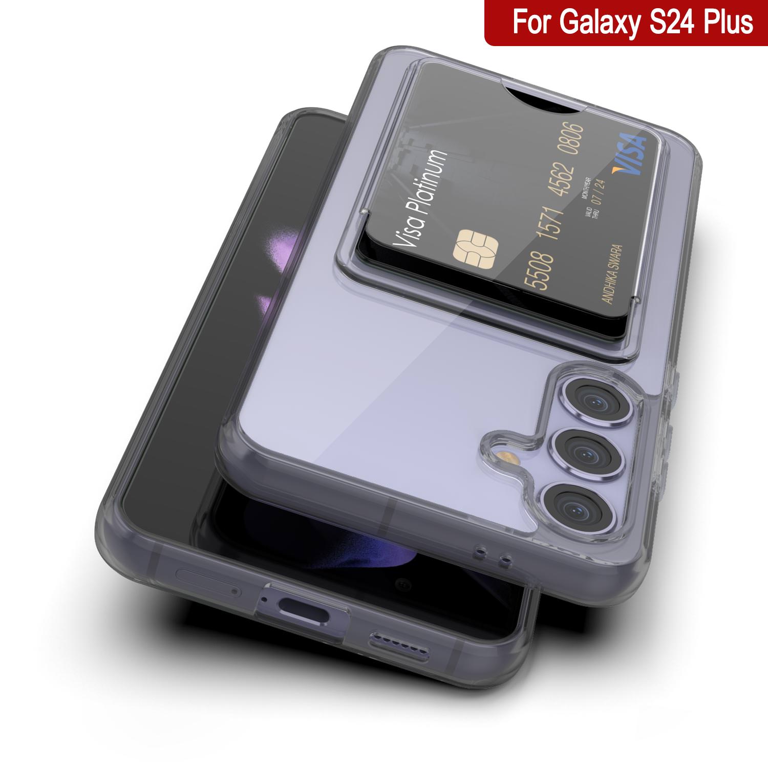 Galaxy S24 Plus Card Holder Case [Crystal CardSlot Series] [Slim Fit] [Grey]