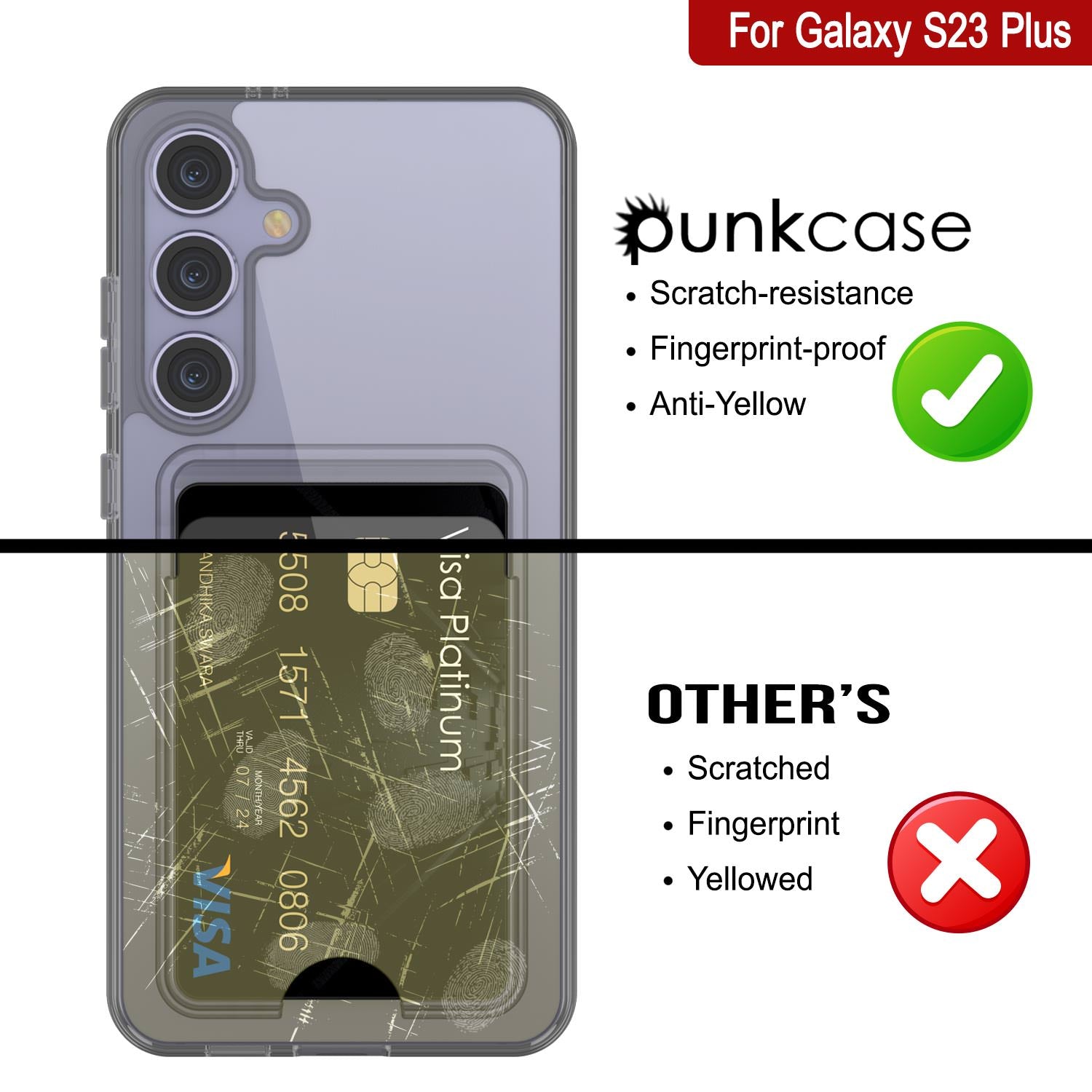 Galaxy S24 Plus Card Holder Case [Crystal CardSlot Series] [Slim Fit] [Grey]