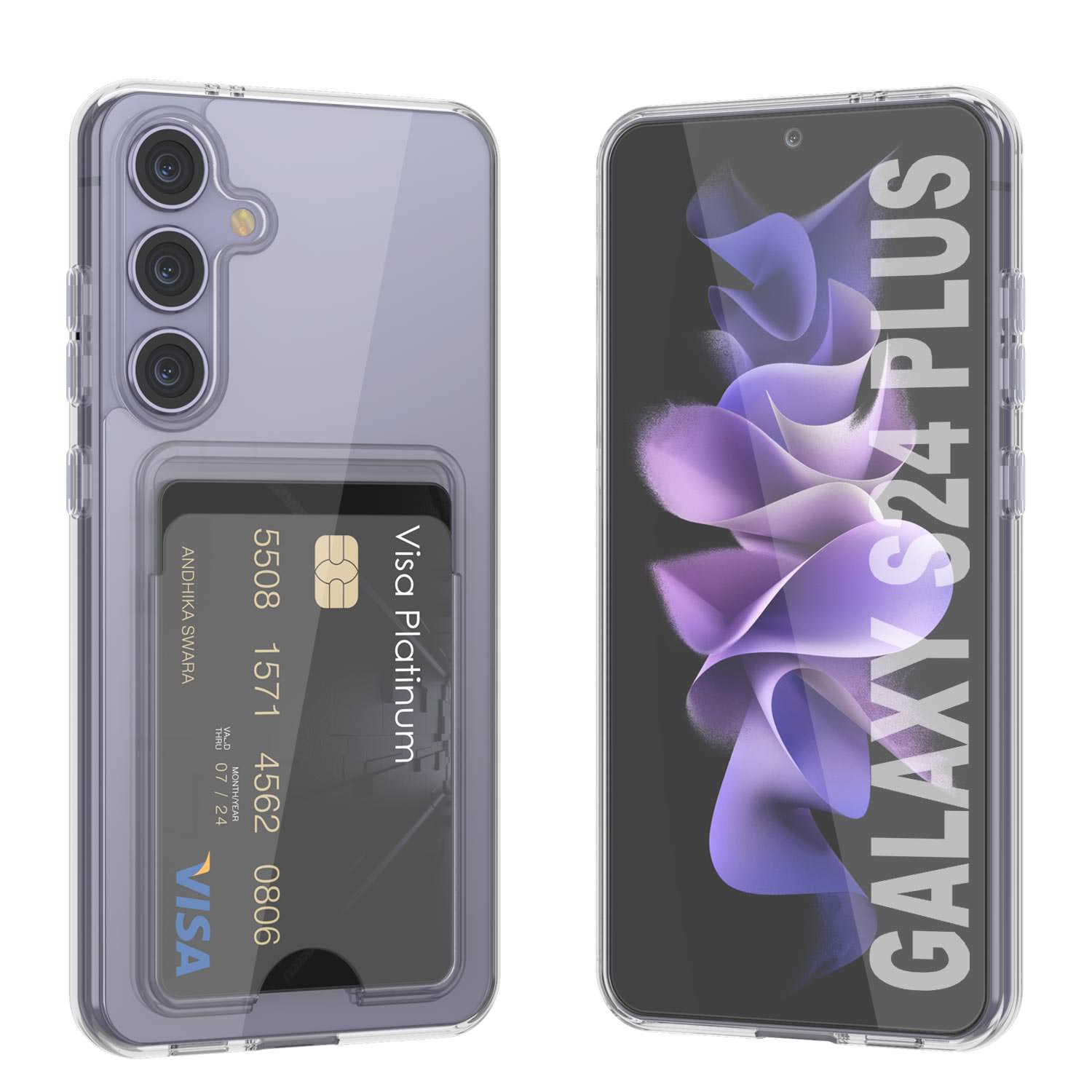 Galaxy S24 Plus Card Holder Case [Crystal CardSlot Series] [Slim Fit] [Black]