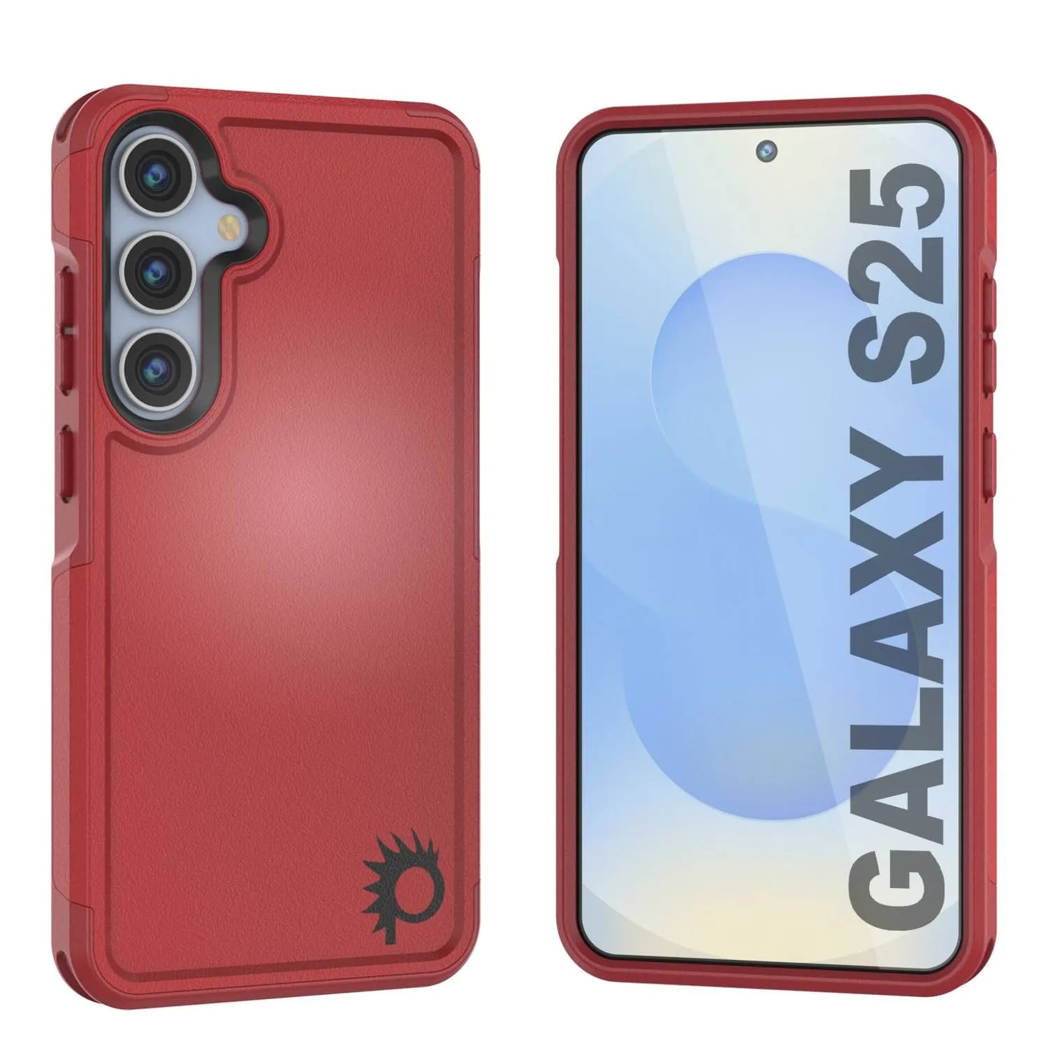 PunkCase Galaxy S25 Case, [Spartan 2.0 Series] Clear Rugged Heavy Duty Cover [Red]