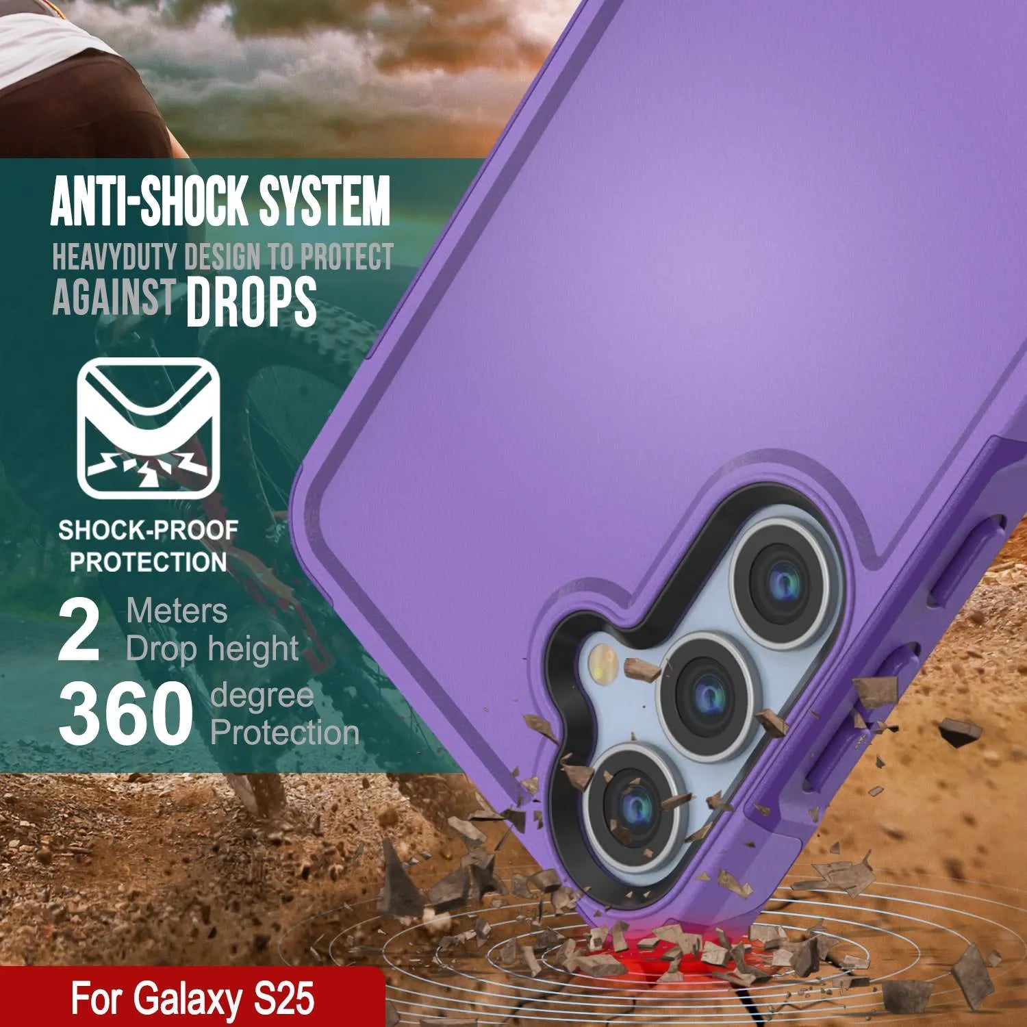 PunkCase Galaxy S25 Case, [Spartan 2.0 Series] Clear Rugged Heavy Duty Cover [Purple]