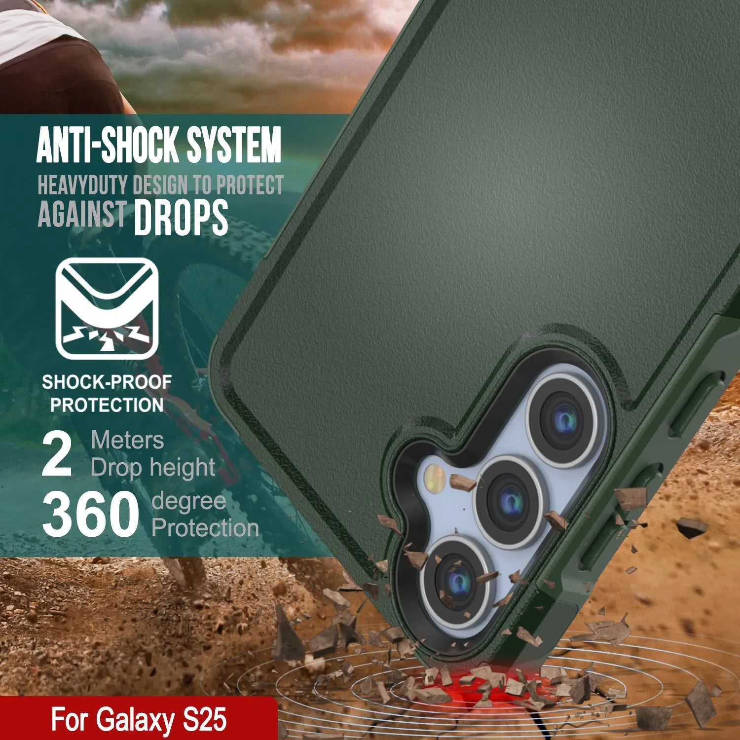 PunkCase Galaxy S25 Case, [Spartan 2.0 Series] Clear Rugged Heavy Duty Cover [Dark Green]