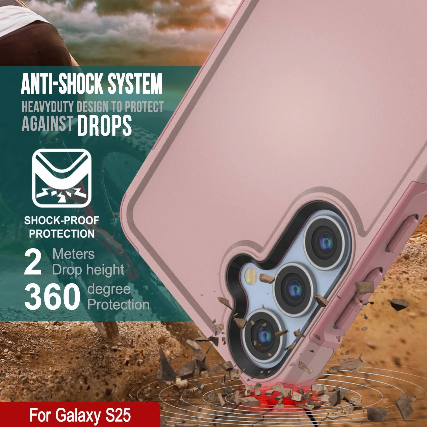 PunkCase Galaxy S25 Case, [Spartan 2.0 Series] Clear Rugged Heavy Duty Cover [Pink]