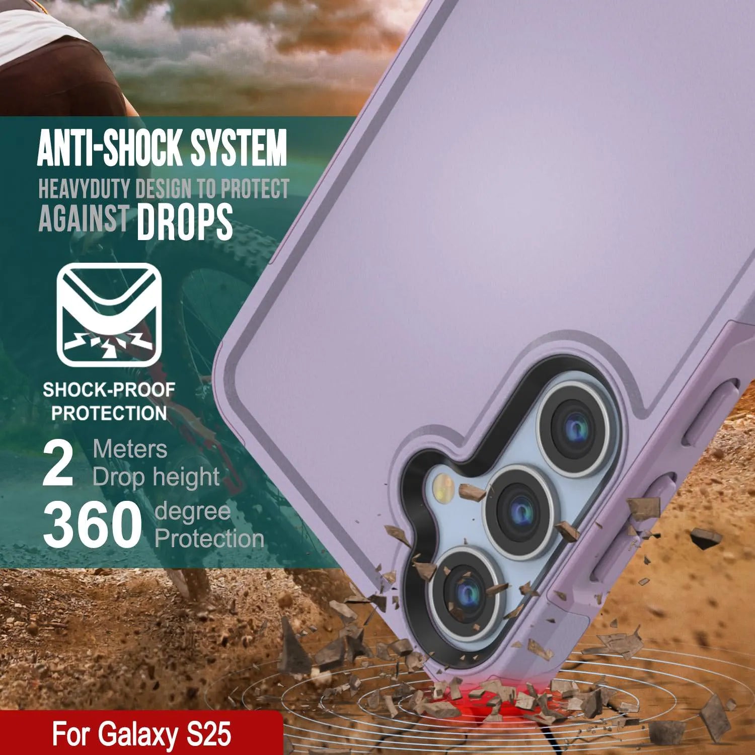 PunkCase Galaxy S25 Case, [Spartan 2.0 Series] Clear Rugged Heavy Duty Cover [Lilac]