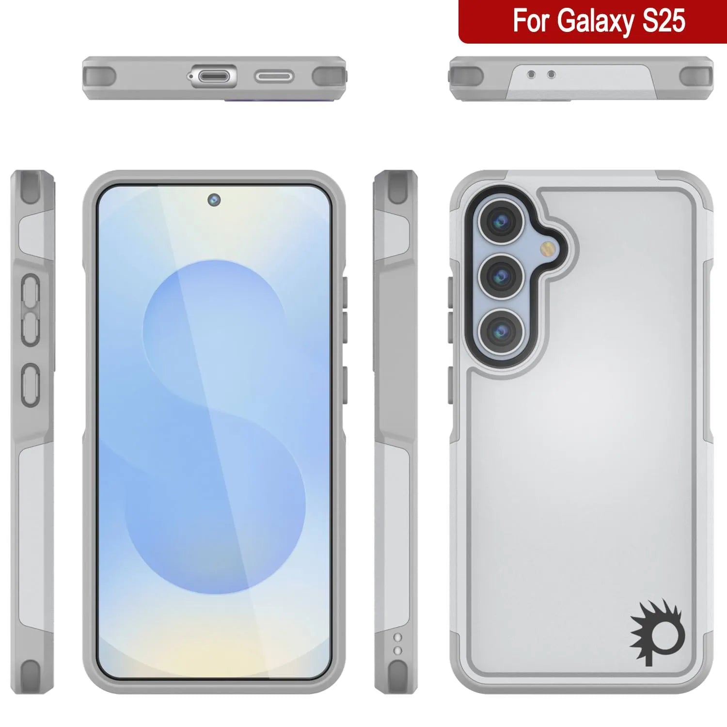 PunkCase Galaxy S25 Case, [Spartan 2.0 Series] Clear Rugged Heavy Duty Cover [White]