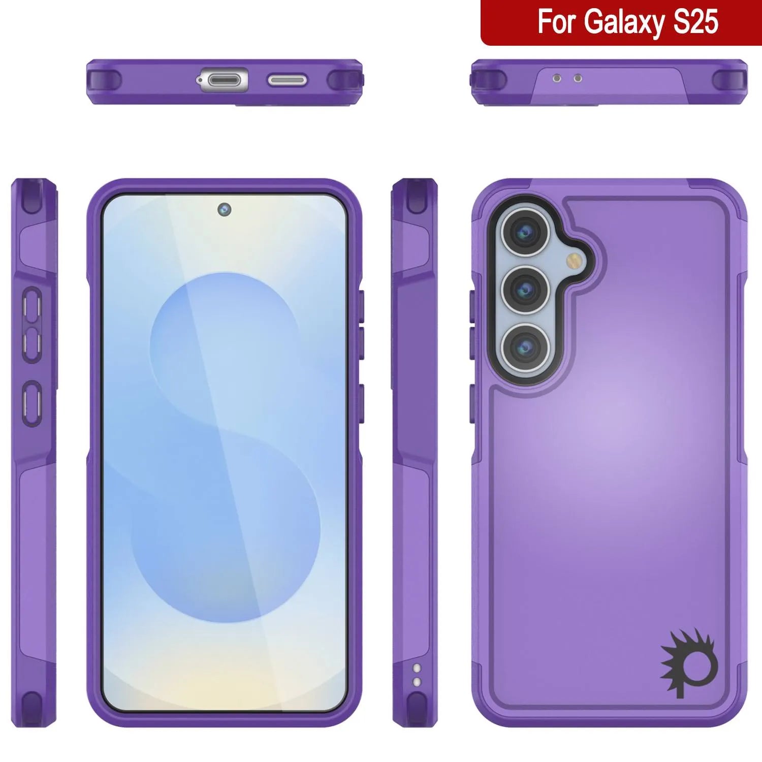 PunkCase Galaxy S25 Case, [Spartan 2.0 Series] Clear Rugged Heavy Duty Cover [Purple]