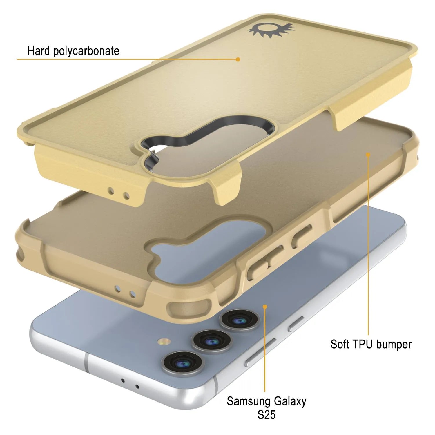 PunkCase Galaxy S25 Case, [Spartan 2.0 Series] Clear Rugged Heavy Duty Cover [Yellow]