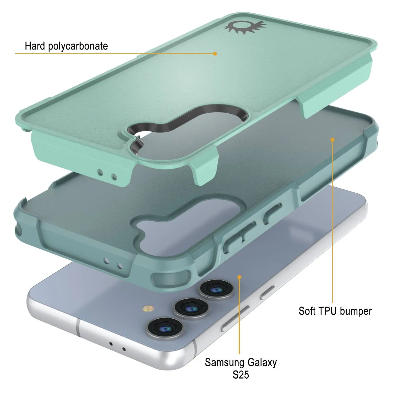 PunkCase Galaxy S25 Case, [Spartan 2.0 Series] Clear Rugged Heavy Duty Cover [Teal]