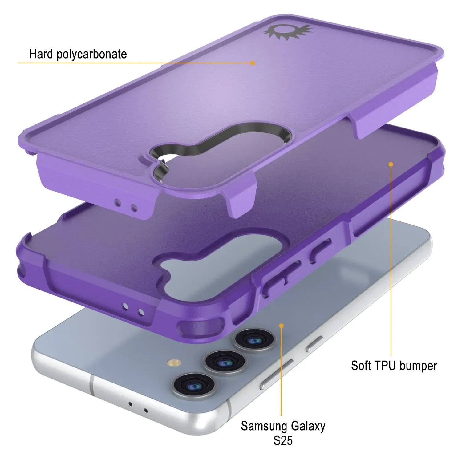 PunkCase Galaxy S25 Case, [Spartan 2.0 Series] Clear Rugged Heavy Duty Cover [Purple]