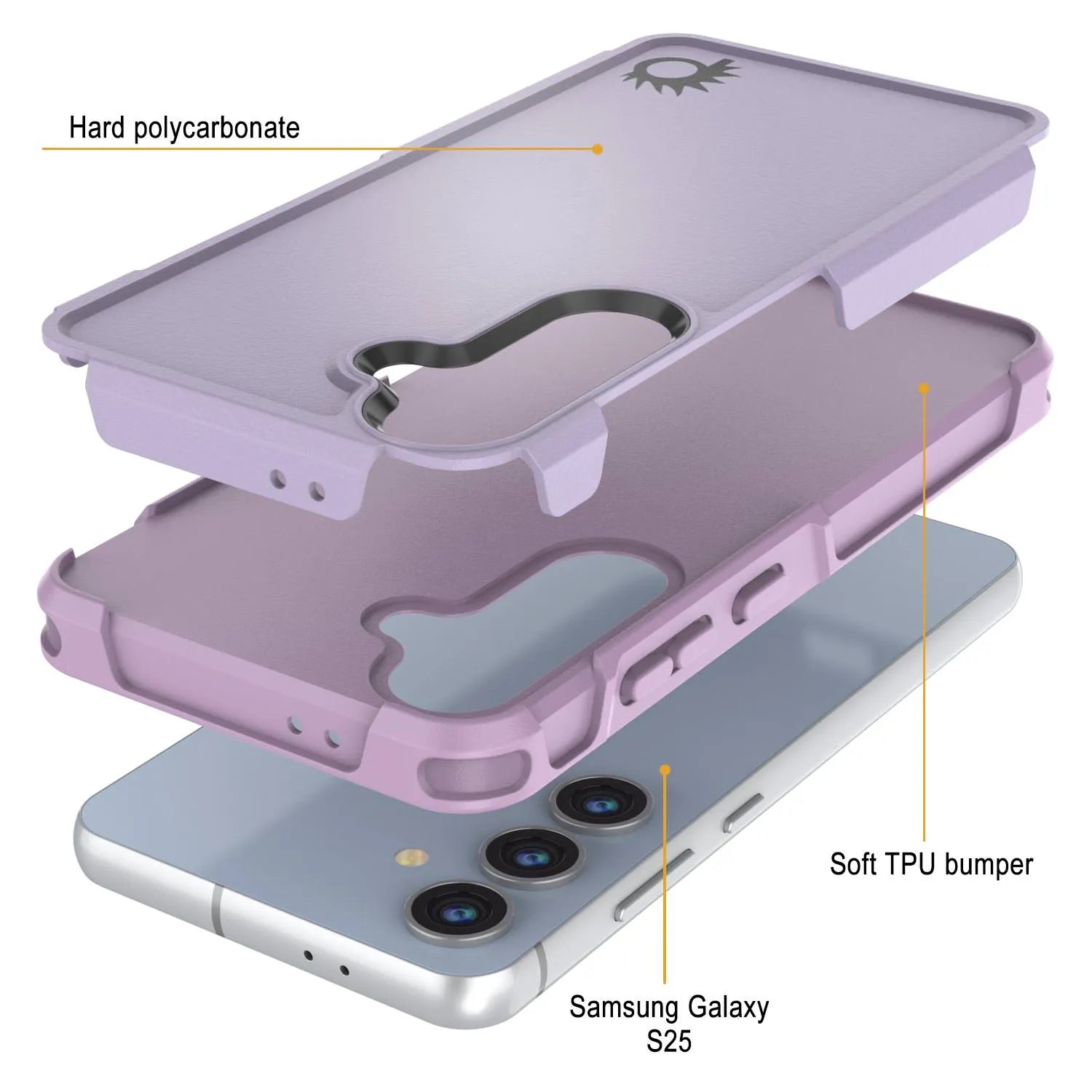 PunkCase Galaxy S25 Case, [Spartan 2.0 Series] Clear Rugged Heavy Duty Cover [Lilac]