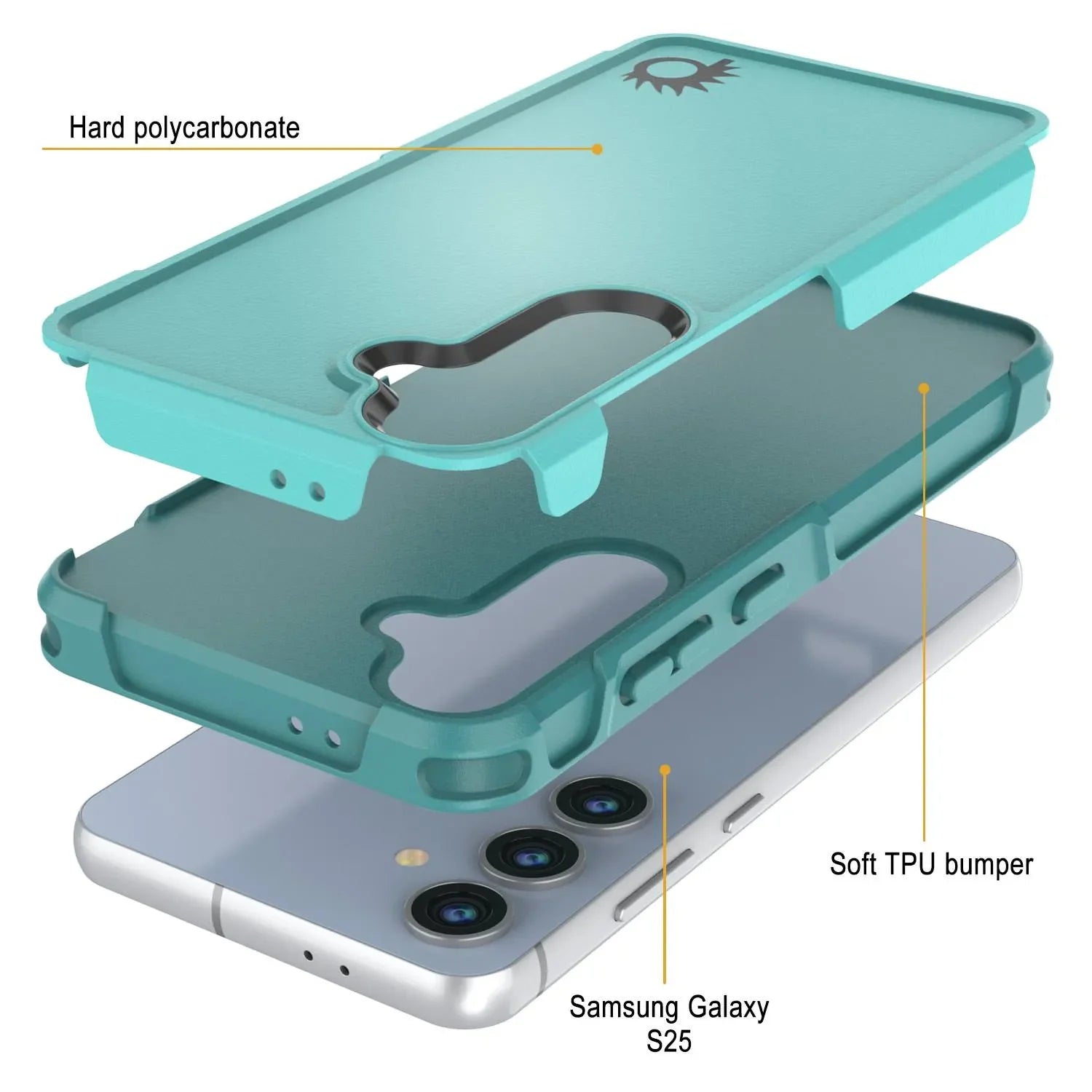 PunkCase Galaxy S25 Case, [Spartan 2.0 Series] Clear Rugged Heavy Duty Cover [Light Blue]