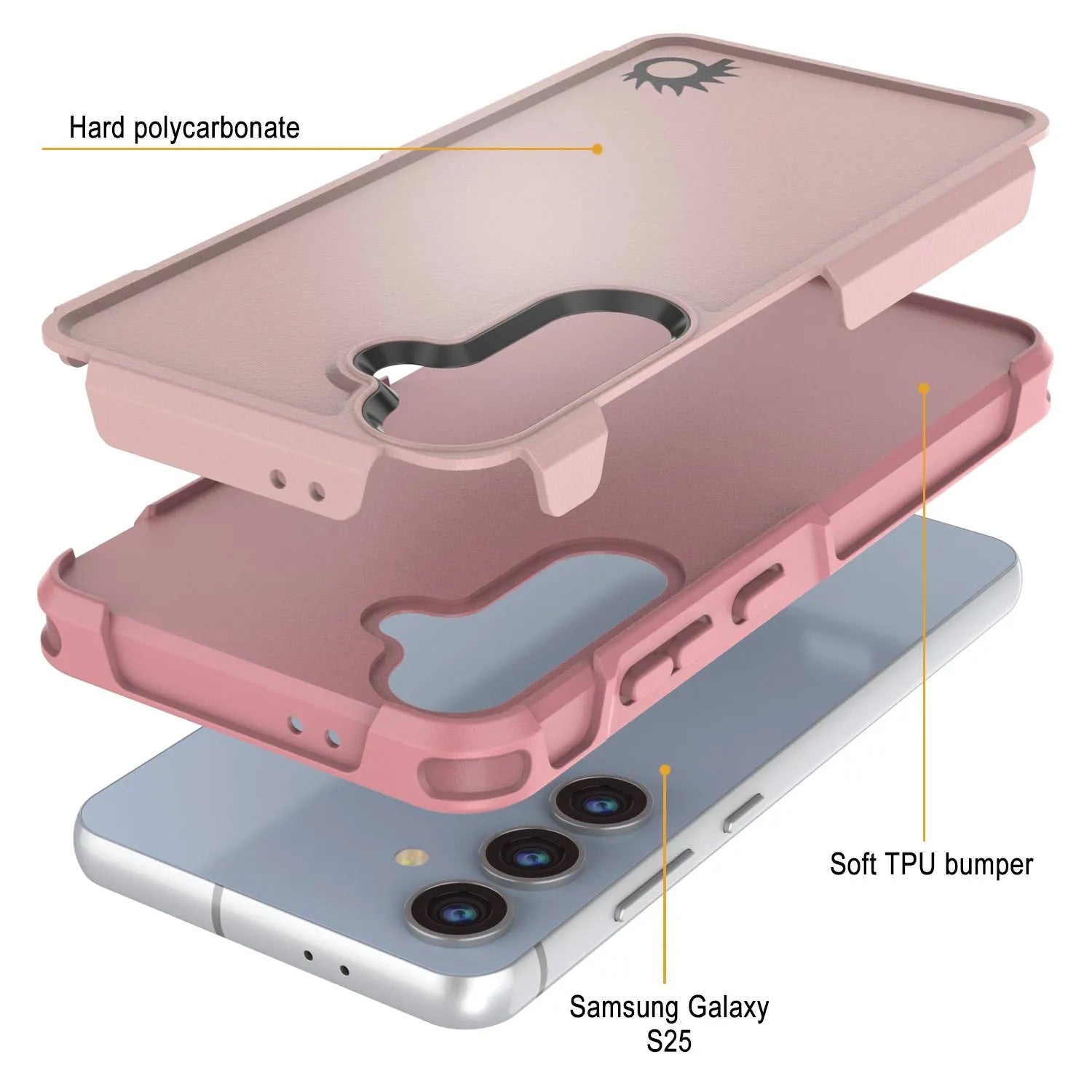 PunkCase Galaxy S25 Case, [Spartan 2.0 Series] Clear Rugged Heavy Duty Cover [Pink]