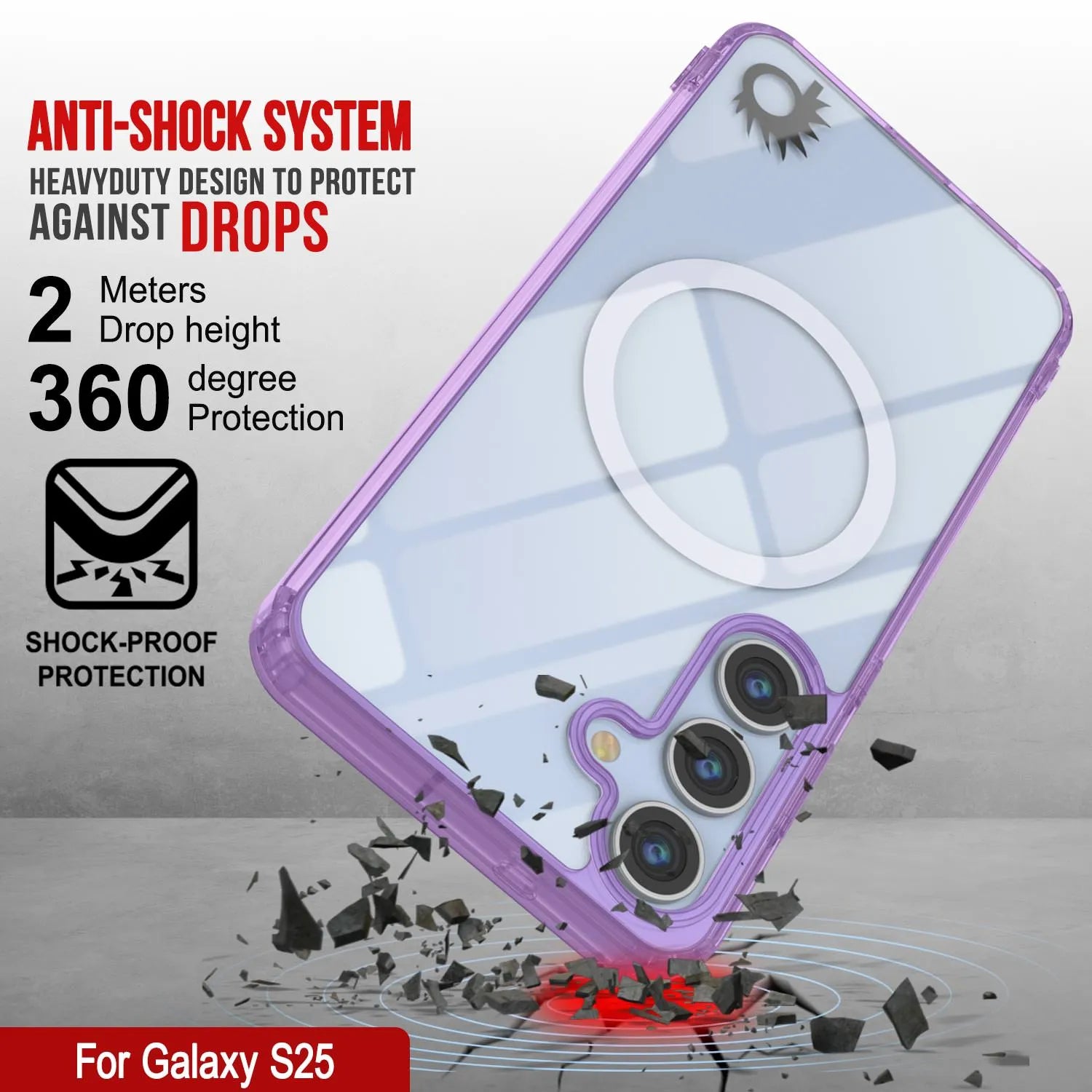 Galaxy S25 Magnetic Wireless Charging Case [Clear Acrylic Series] [Non-Slip] For Galaxy S25 [Purple]