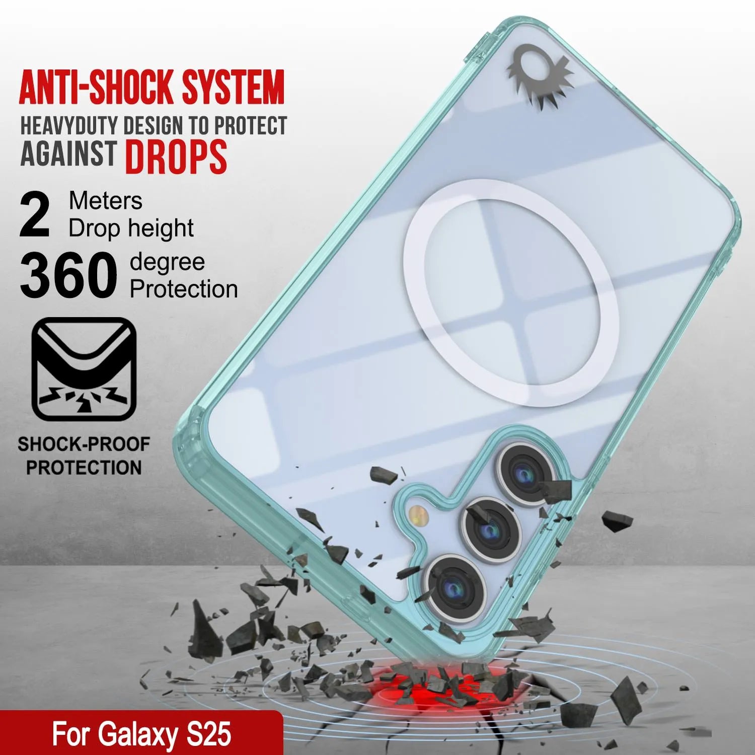 Galaxy S25 Magnetic Wireless Charging Case [Clear Acrylic Series] [Non-Slip] For Galaxy S25 [Teal]