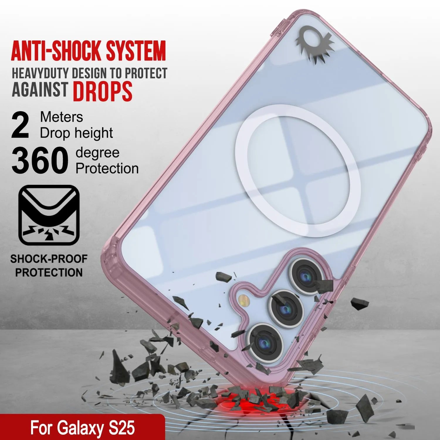 Galaxy S25 Magnetic Wireless Charging Case [Clear Acrylic Series] [Non-Slip] For Galaxy S25 [Rose]