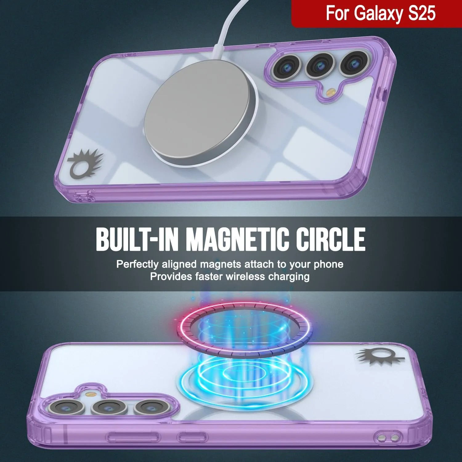 Galaxy S25 Magnetic Wireless Charging Case [Clear Acrylic Series] [Non-Slip] For Galaxy S25 [Purple]