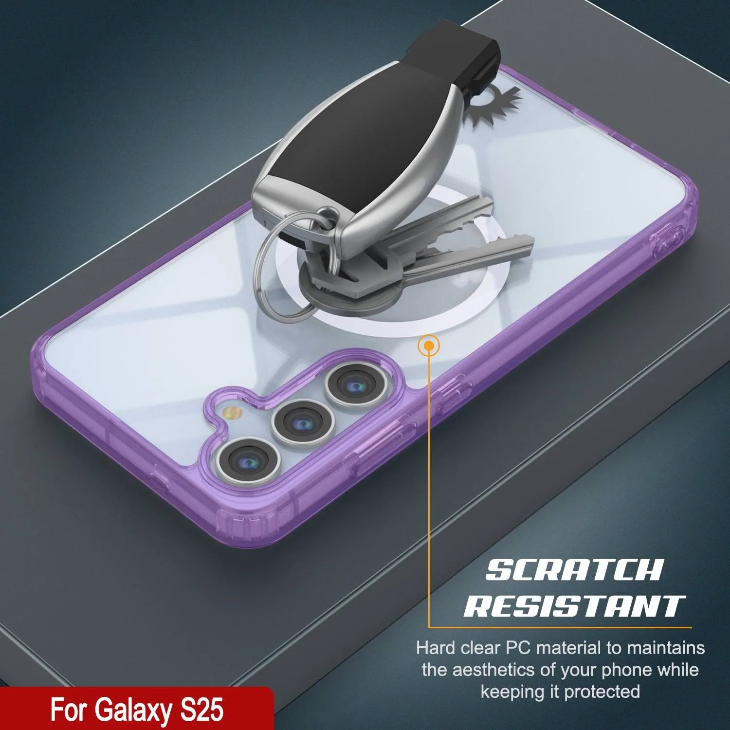 Galaxy S25 Magnetic Wireless Charging Case [Clear Acrylic Series] [Non-Slip] For Galaxy S25 [Purple]