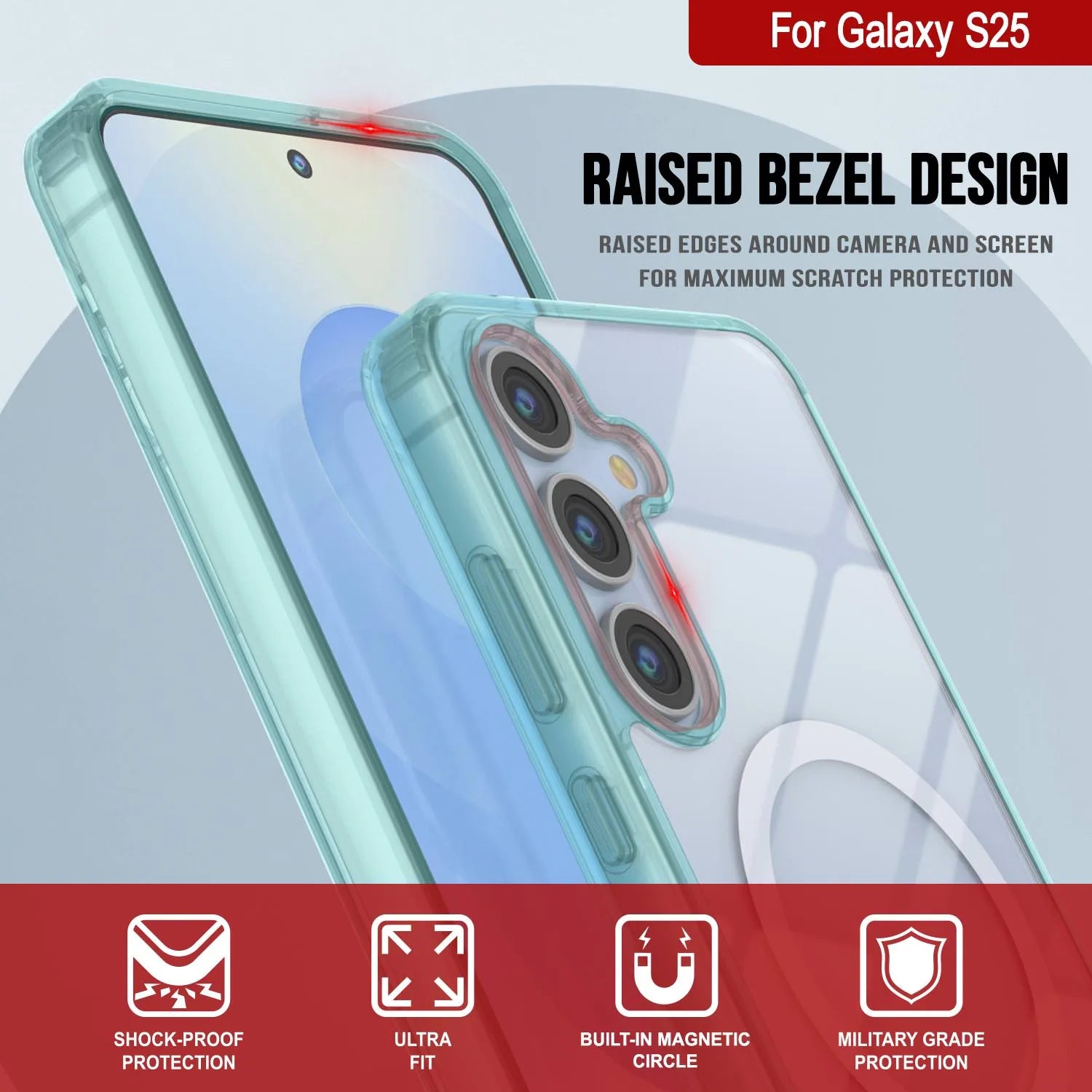 Galaxy S25 Magnetic Wireless Charging Case [Clear Acrylic Series] [Non-Slip] For Galaxy S25 [Teal]