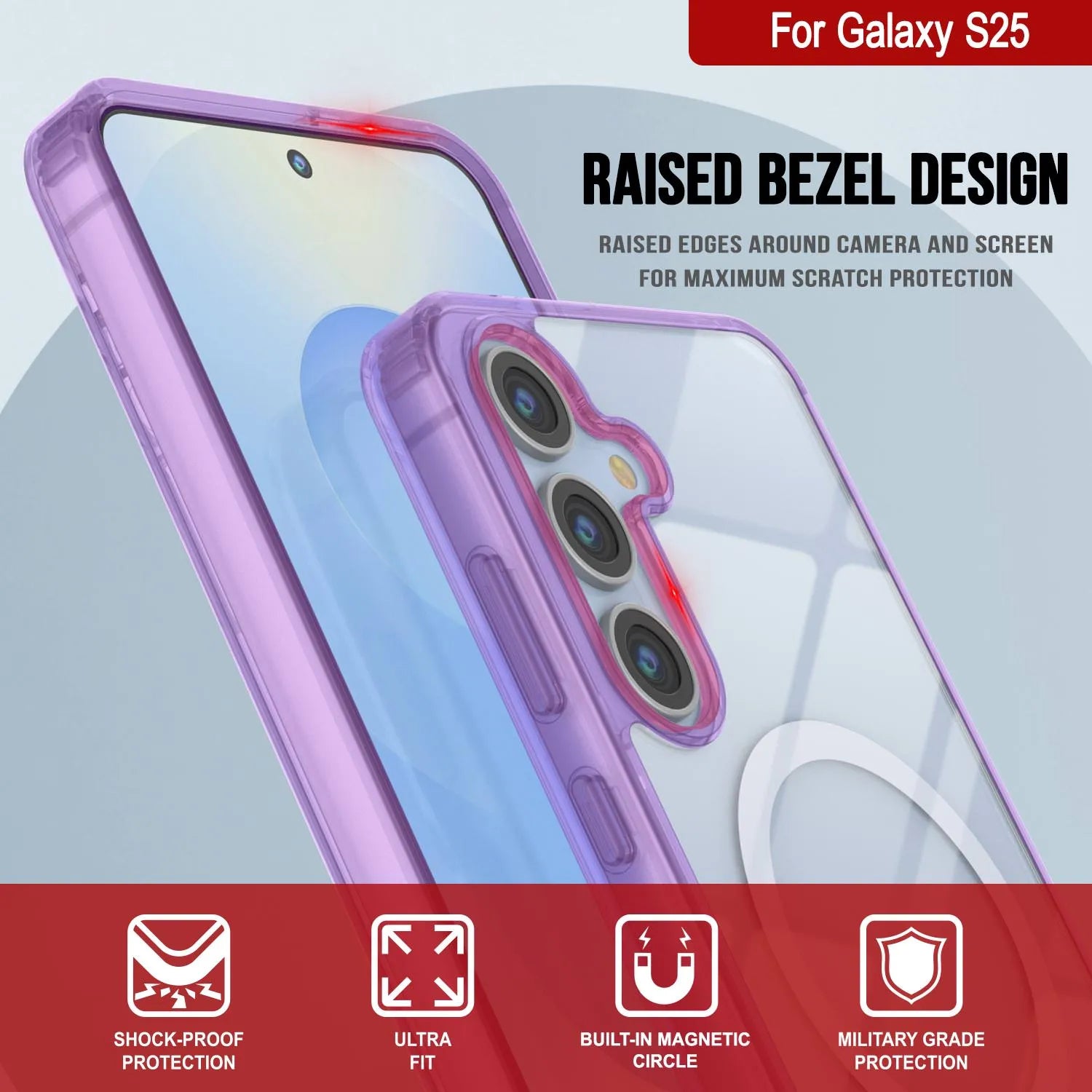 Galaxy S25 Magnetic Wireless Charging Case [Clear Acrylic Series] [Non-Slip] For Galaxy S25 [Purple]