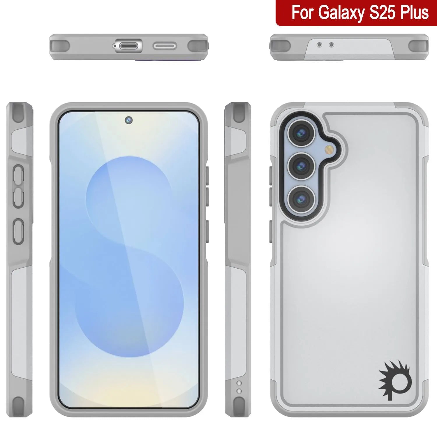 PunkCase Galaxy S25+ Plus Case, [Spartan 2.0 Series] Clear Rugged Heavy Duty Cover [White]