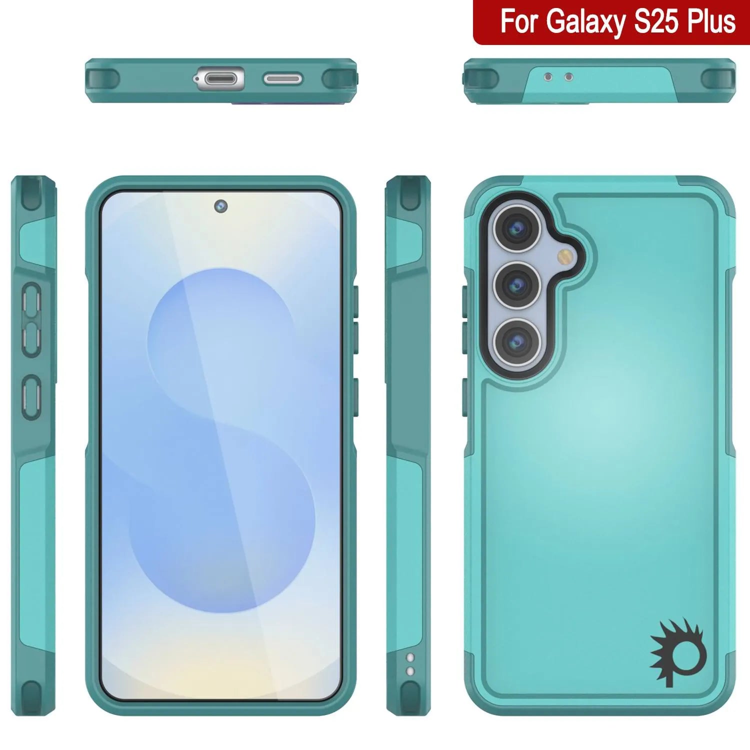 PunkCase Galaxy S25+ Plus Case, [Spartan 2.0 Series] Clear Rugged Heavy Duty Cover [Light Blue]