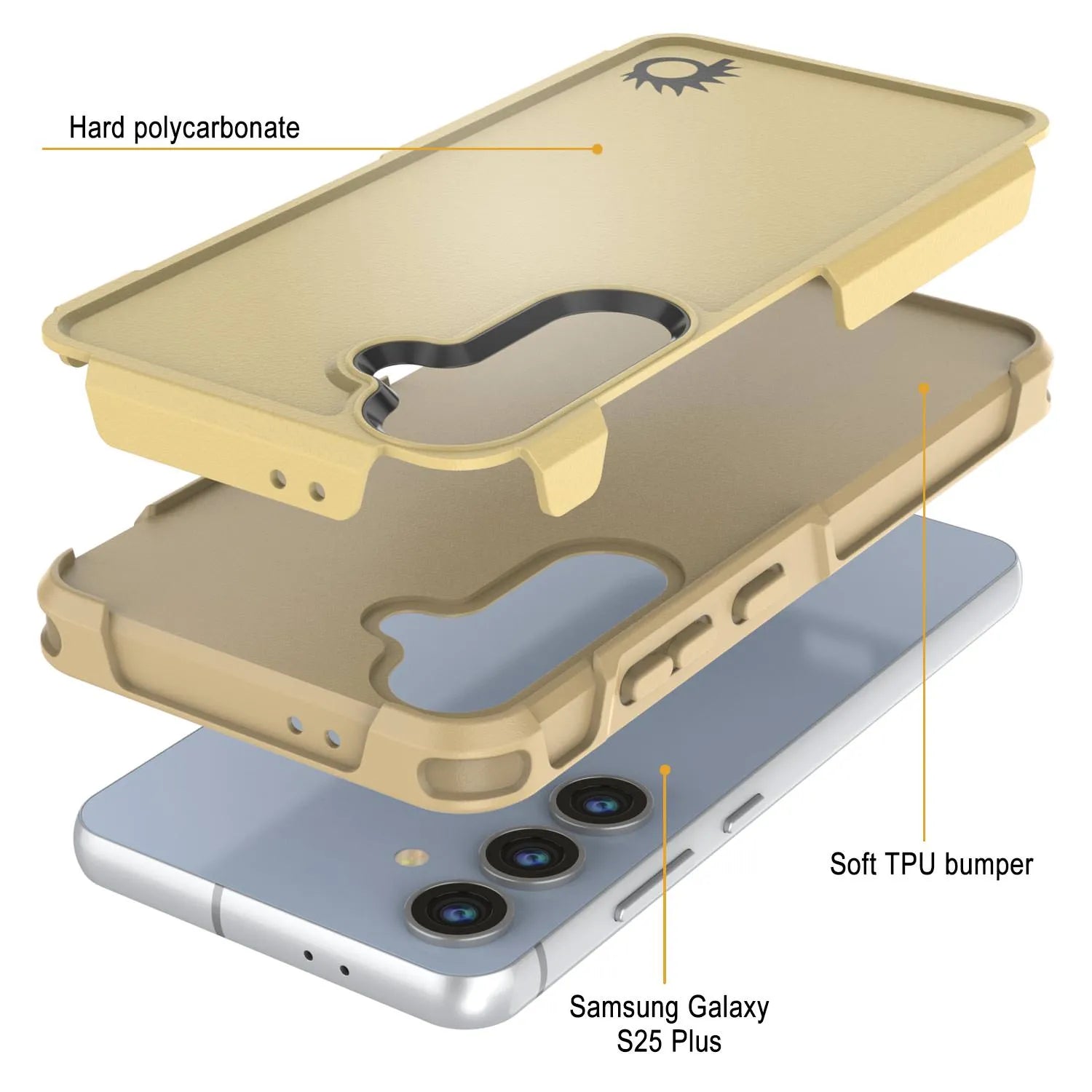 PunkCase Galaxy S25+ Plus Case, [Spartan 2.0 Series] Clear Rugged Heavy Duty Cover [Yellow]