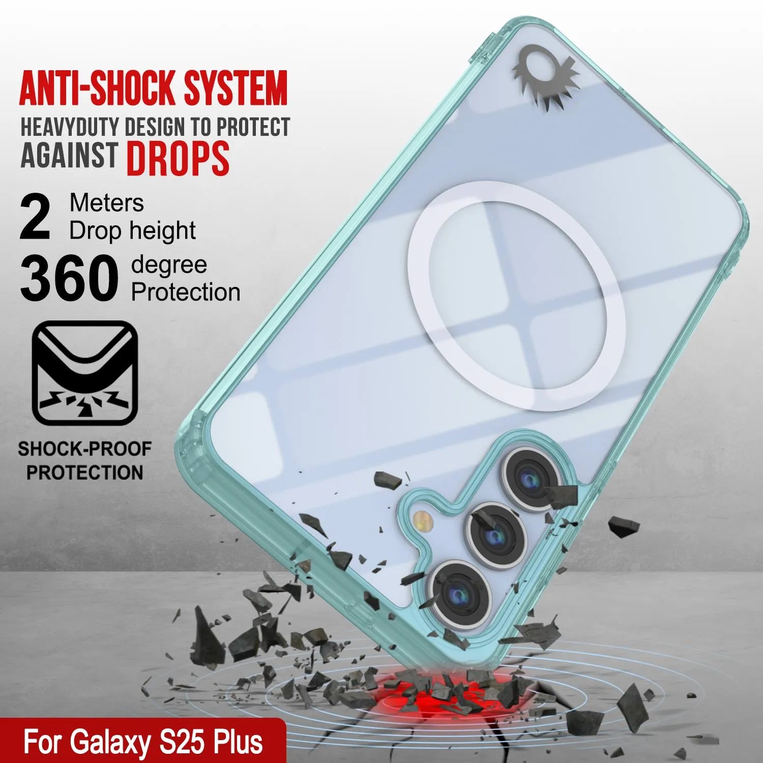 Galaxy S25 Plus Magnetic Wireless Charging Case [Clear Acrylic Series] [Non-Slip] For Galaxy S25 Plus [Teal]