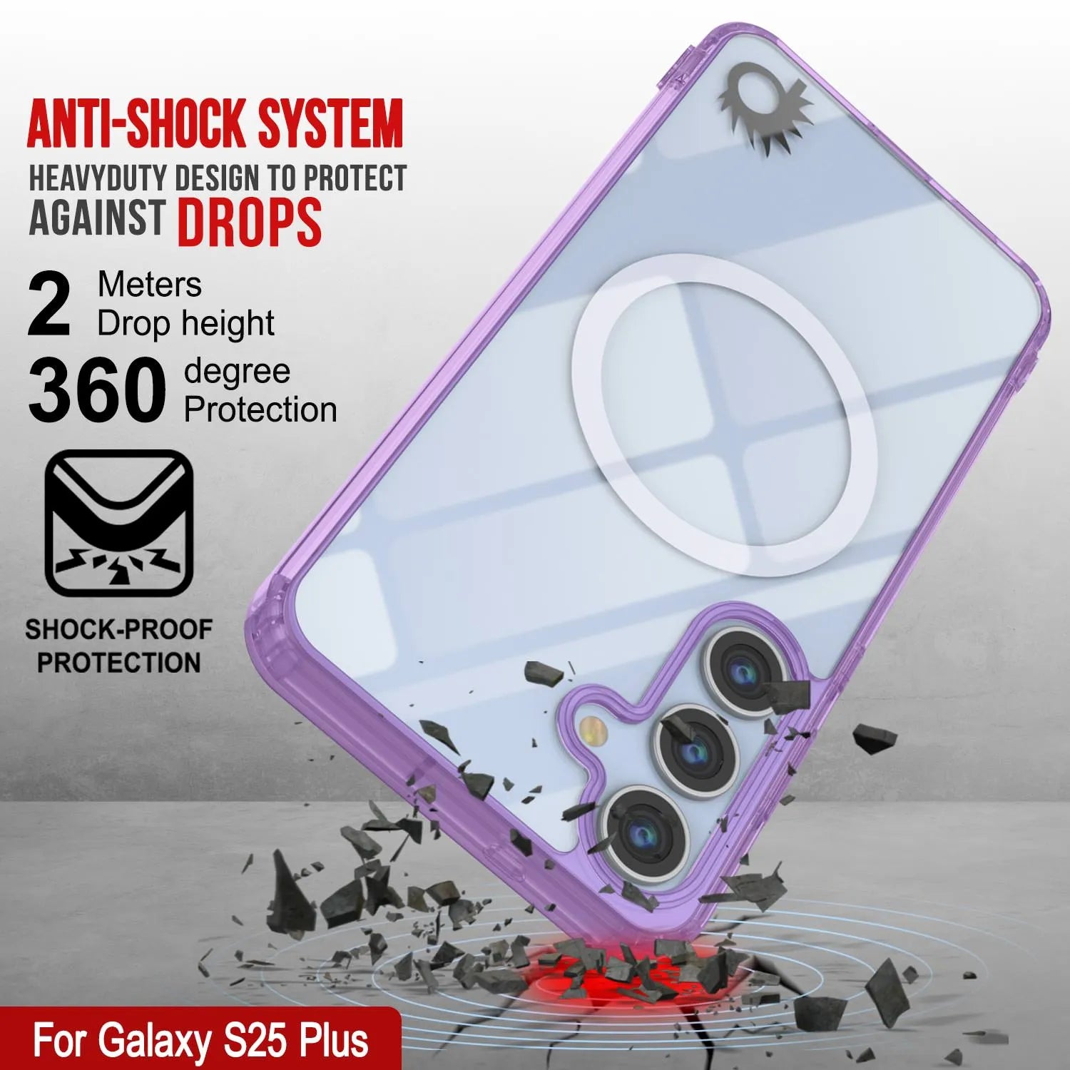 Galaxy S25 Plus Magnetic Wireless Charging Case [Clear Acrylic Series] [Non-Slip] For Galaxy S25 Plus [Purple]