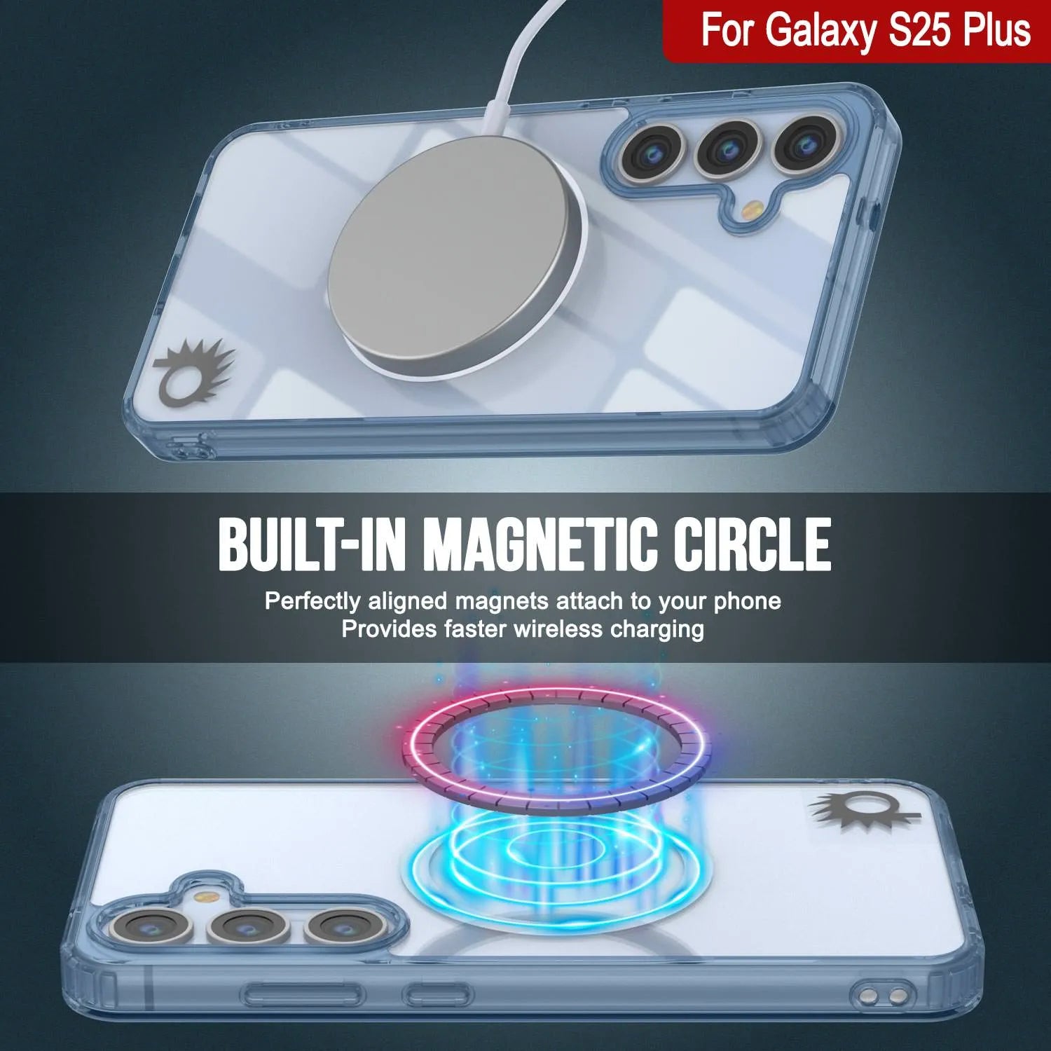 Galaxy S25 Plus Magnetic Wireless Charging Case [Clear Acrylic Series] [Non-Slip] For Galaxy S25 Plus [Navy]