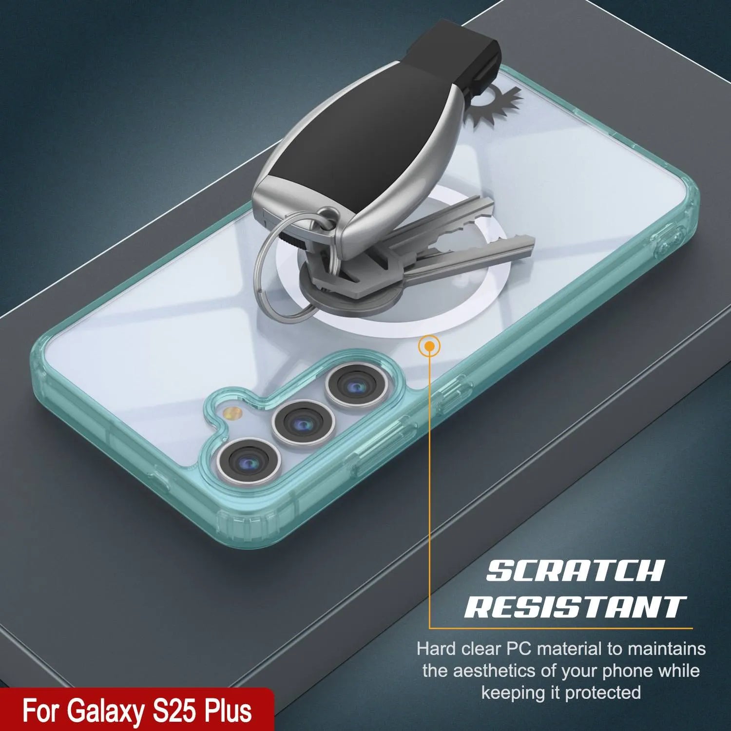 Galaxy S25 Plus Magnetic Wireless Charging Case [Clear Acrylic Series] [Non-Slip] For Galaxy S25 Plus [Teal]