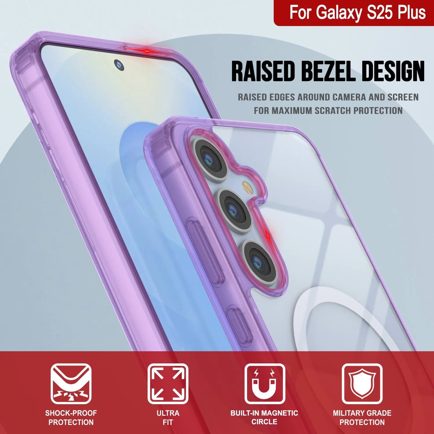 Galaxy S25 Plus Magnetic Wireless Charging Case [Clear Acrylic Series] [Non-Slip] For Galaxy S25 Plus [Purple]