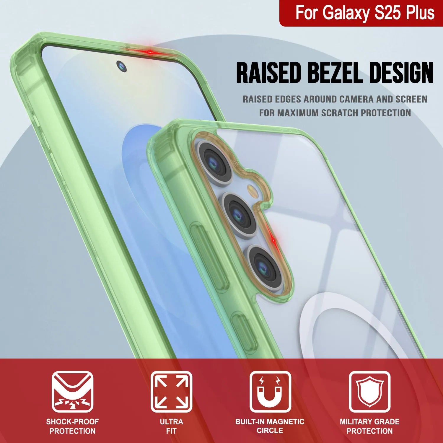 Galaxy S25 Plus Magnetic Wireless Charging Case [Clear Acrylic Series] [Non-Slip] For Galaxy S25 Plus [Green]