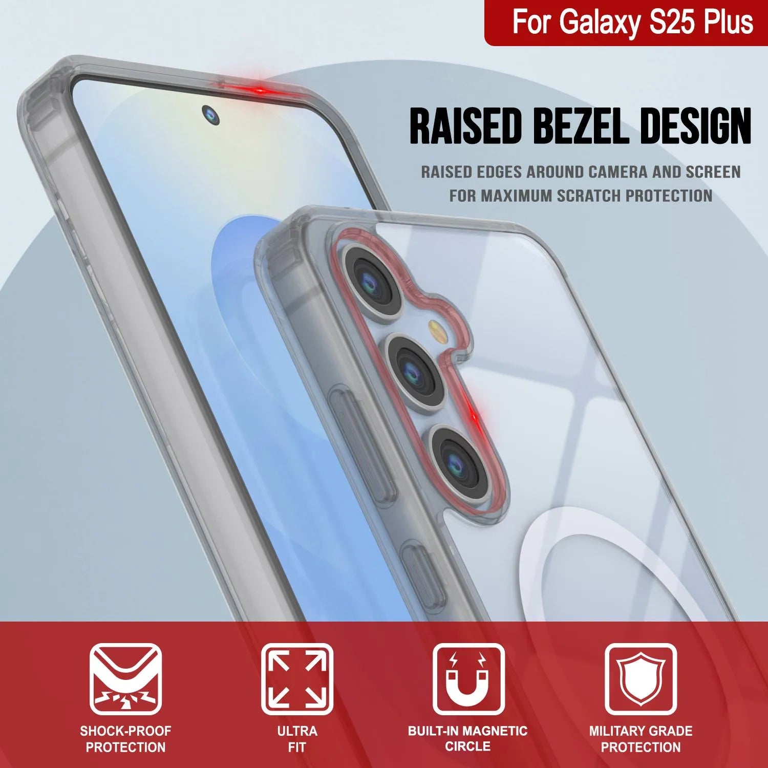 Galaxy S25 Plus Magnetic Wireless Charging Case [Clear Acrylic Series] [Non-Slip] For Galaxy S25 Plus [Silver]