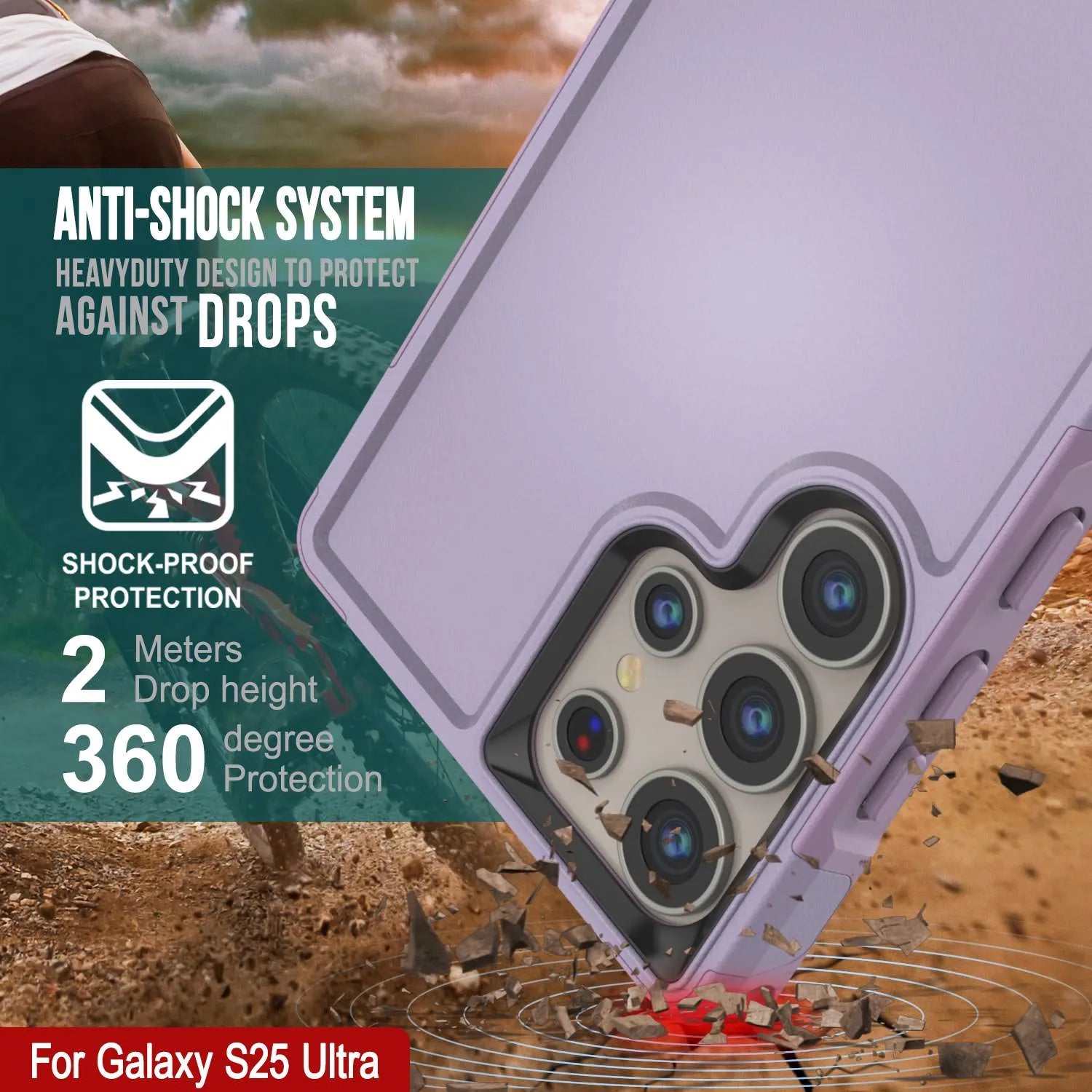 PunkCase Galaxy S25 Ultra Case, [Spartan 2.0 Series] Clear Rugged Heavy Duty Cover [Lilac]