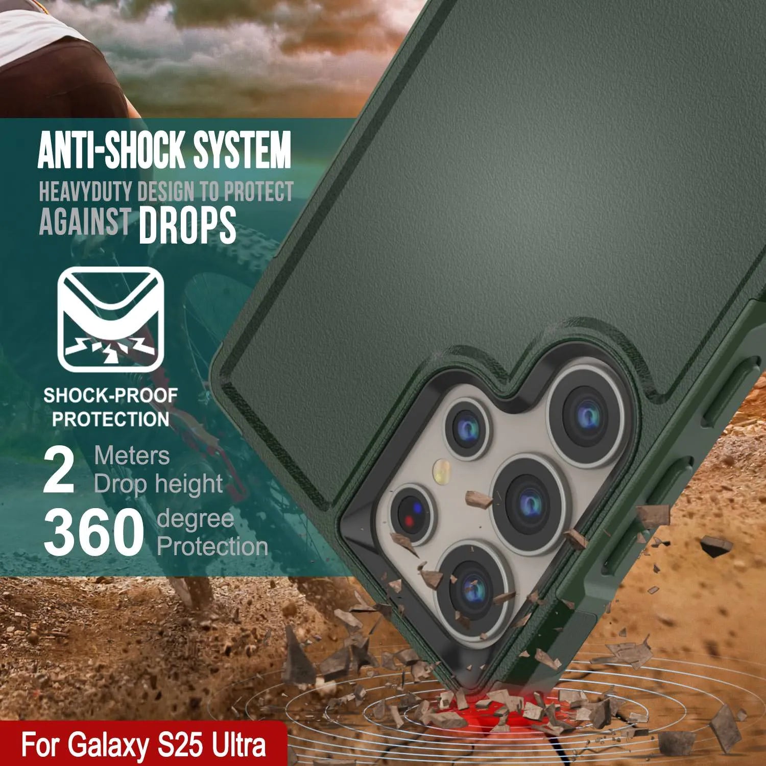 PunkCase Galaxy S25 Ultra Case, [Spartan 2.0 Series] Clear Rugged Heavy Duty Cover [Dark Green]