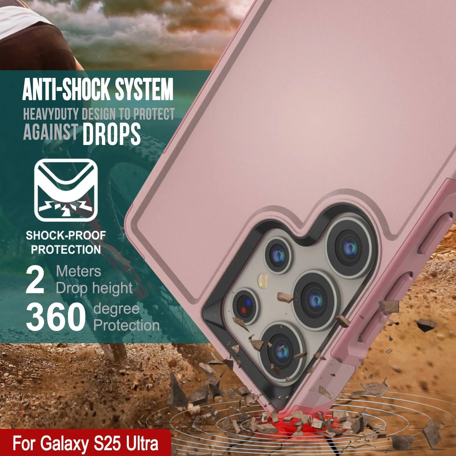 PunkCase Galaxy S25 Ultra Case, [Spartan 2.0 Series] Clear Rugged Heavy Duty Cover [Pink]