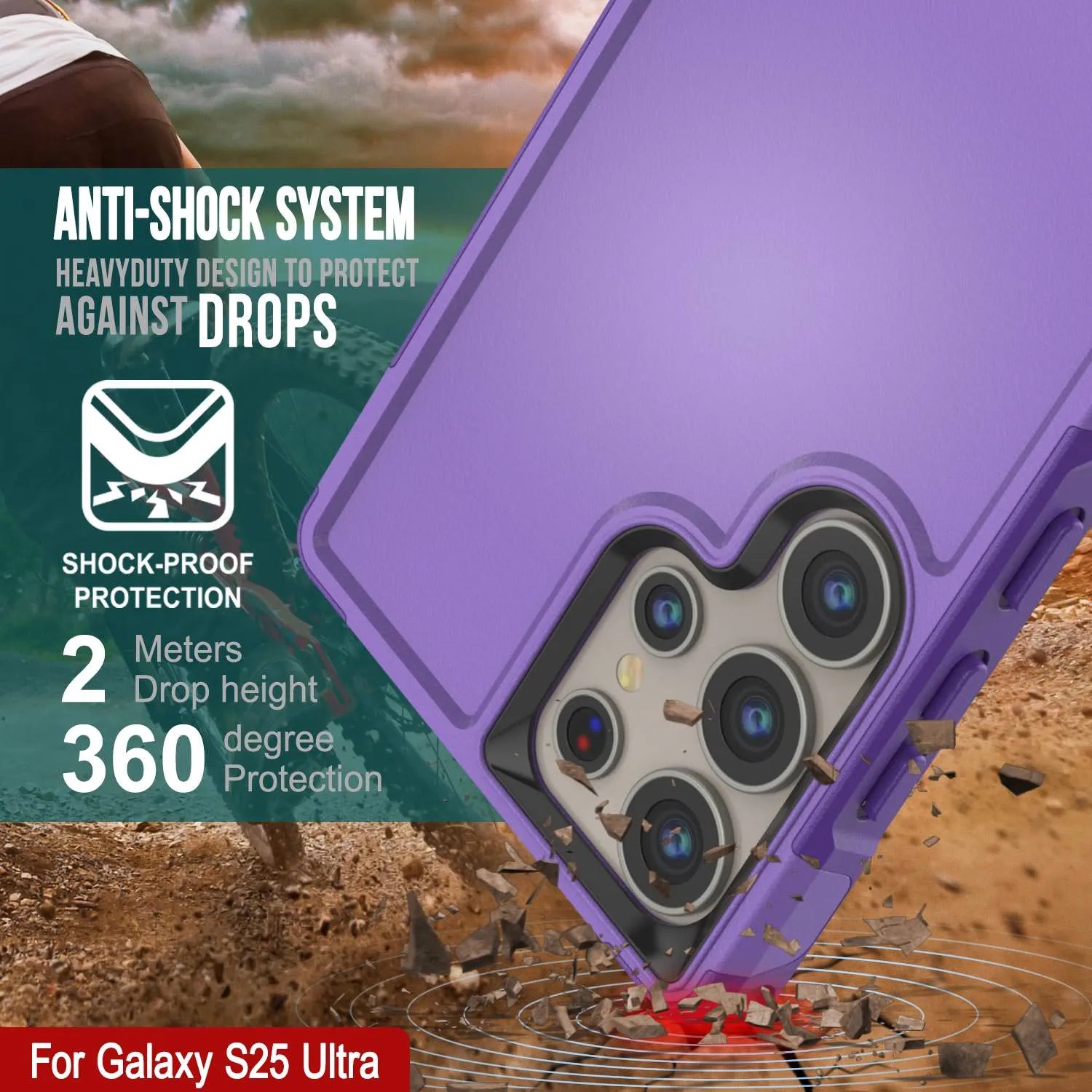 PunkCase Galaxy S25 Ultra Case, [Spartan 2.0 Series] Clear Rugged Heavy Duty Cover [Purple]