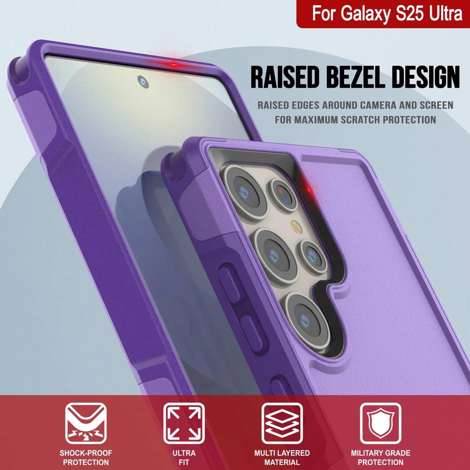 PunkCase Galaxy S25 Ultra Case, [Spartan 2.0 Series] Clear Rugged Heavy Duty Cover [Purple]