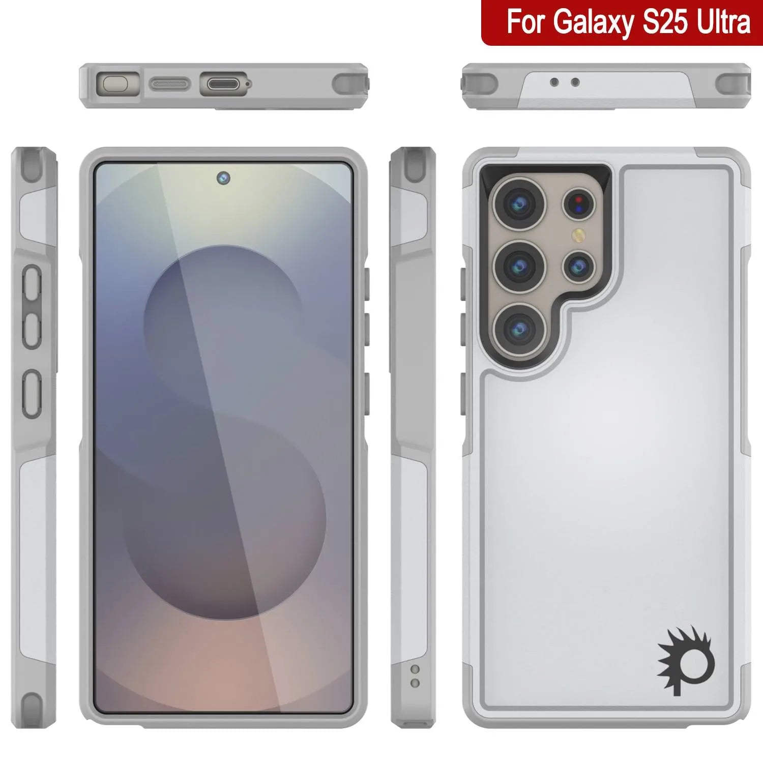 PunkCase Galaxy S25 Ultra Case, [Spartan 2.0 Series] Clear Rugged Heavy Duty Cover [White]