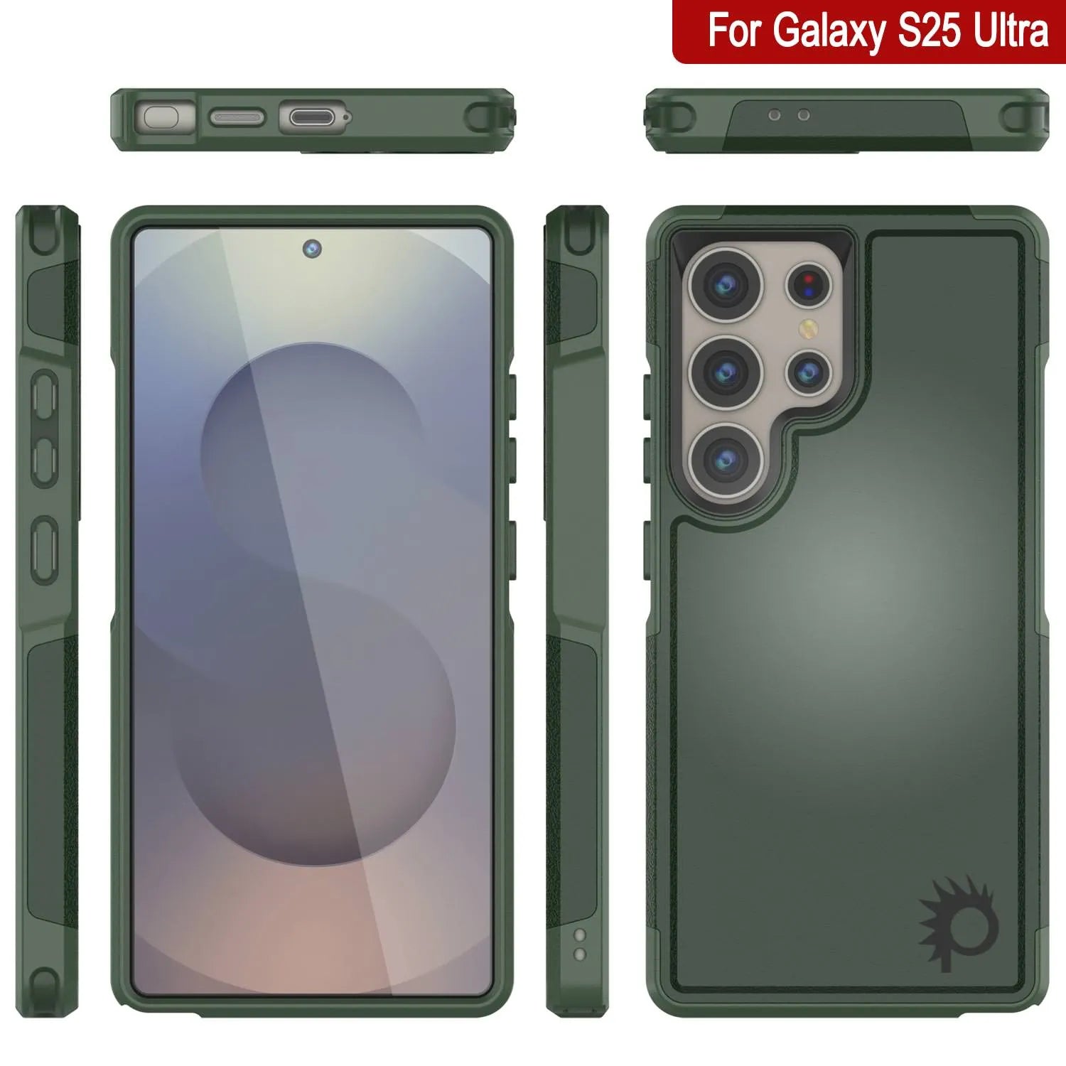 PunkCase Galaxy S25 Ultra Case, [Spartan 2.0 Series] Clear Rugged Heavy Duty Cover [Dark Green]