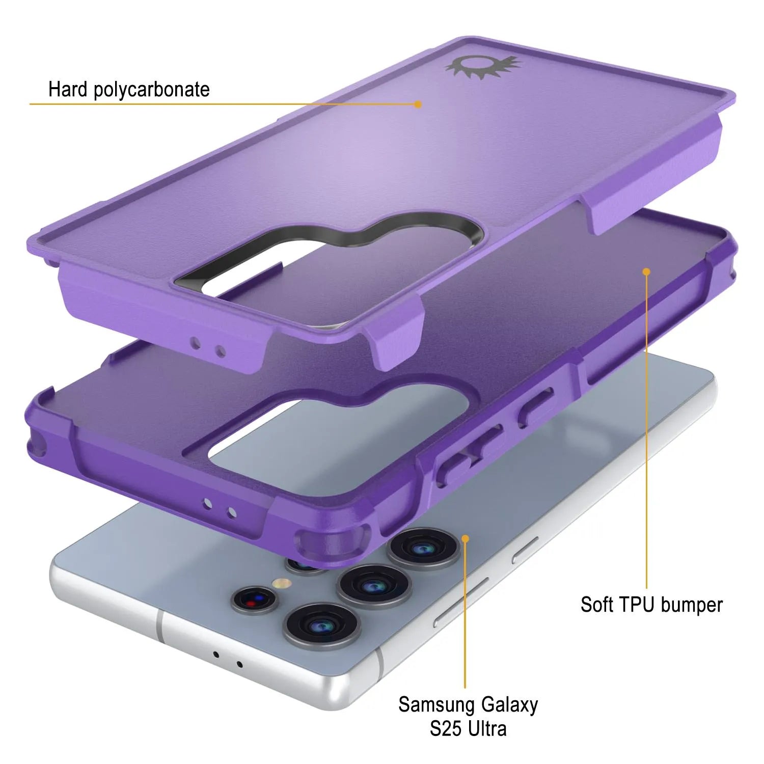 PunkCase Galaxy S25 Ultra Case, [Spartan 2.0 Series] Clear Rugged Heavy Duty Cover [Purple]