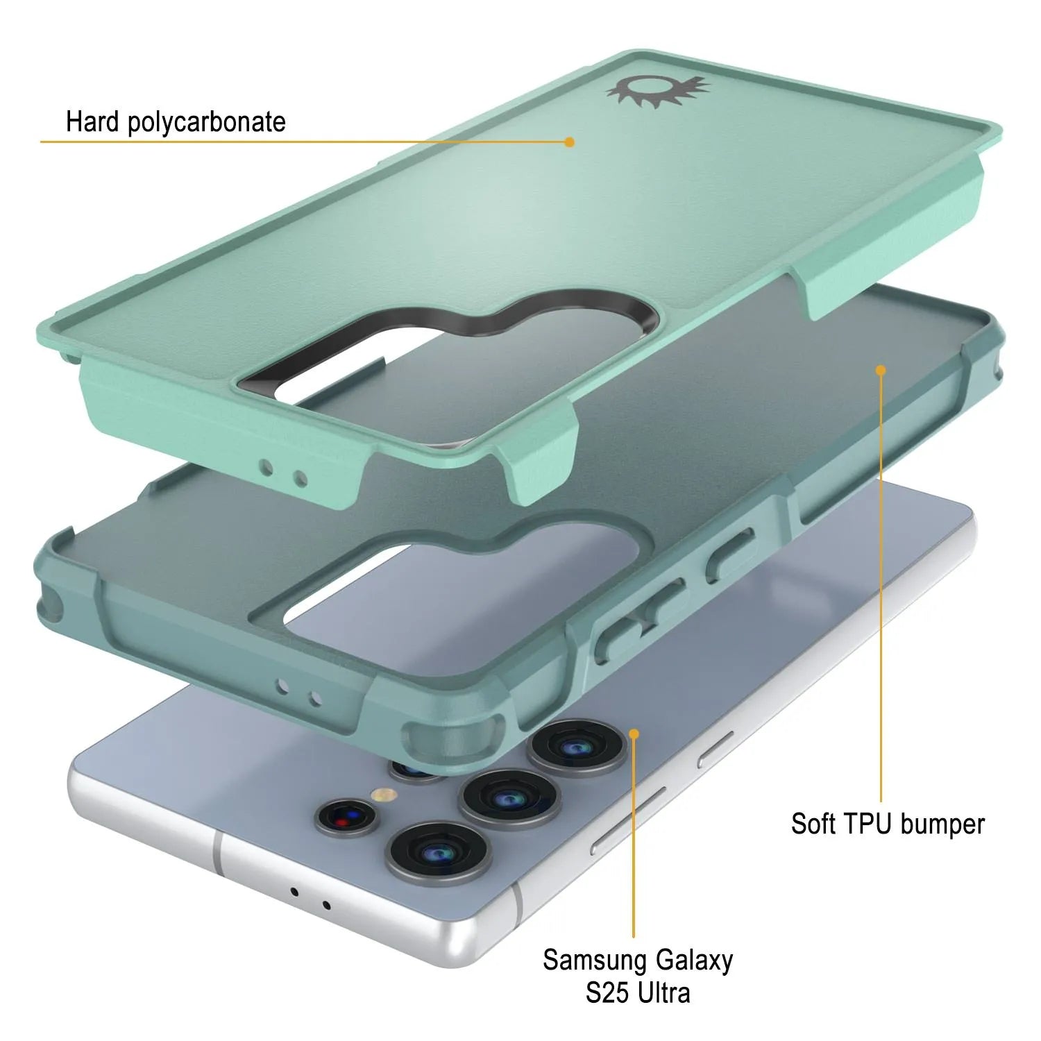 PunkCase Galaxy S25 Ultra Case, [Spartan 2.0 Series] Clear Rugged Heavy Duty Cover [Teal]