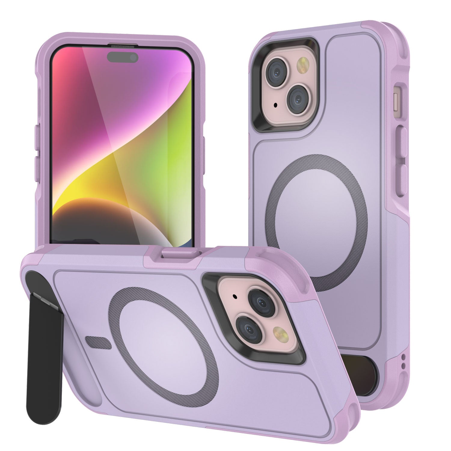 PunkCase iPhone 13 Case, [Spartan X Series] Rugged Heavy Duty Cover W/Kickstand+MagRing [lilac]