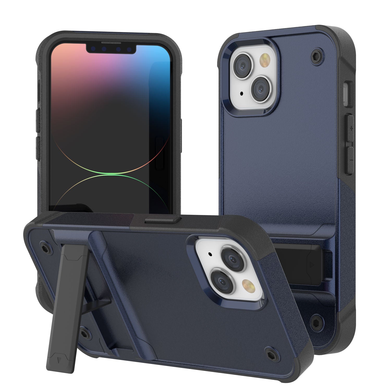 Punkcase iPhone 14 Plus Case [Reliance Series] Protective Hybrid Military Grade Cover W/Built-in Kickstand [Army-Green-Black]
