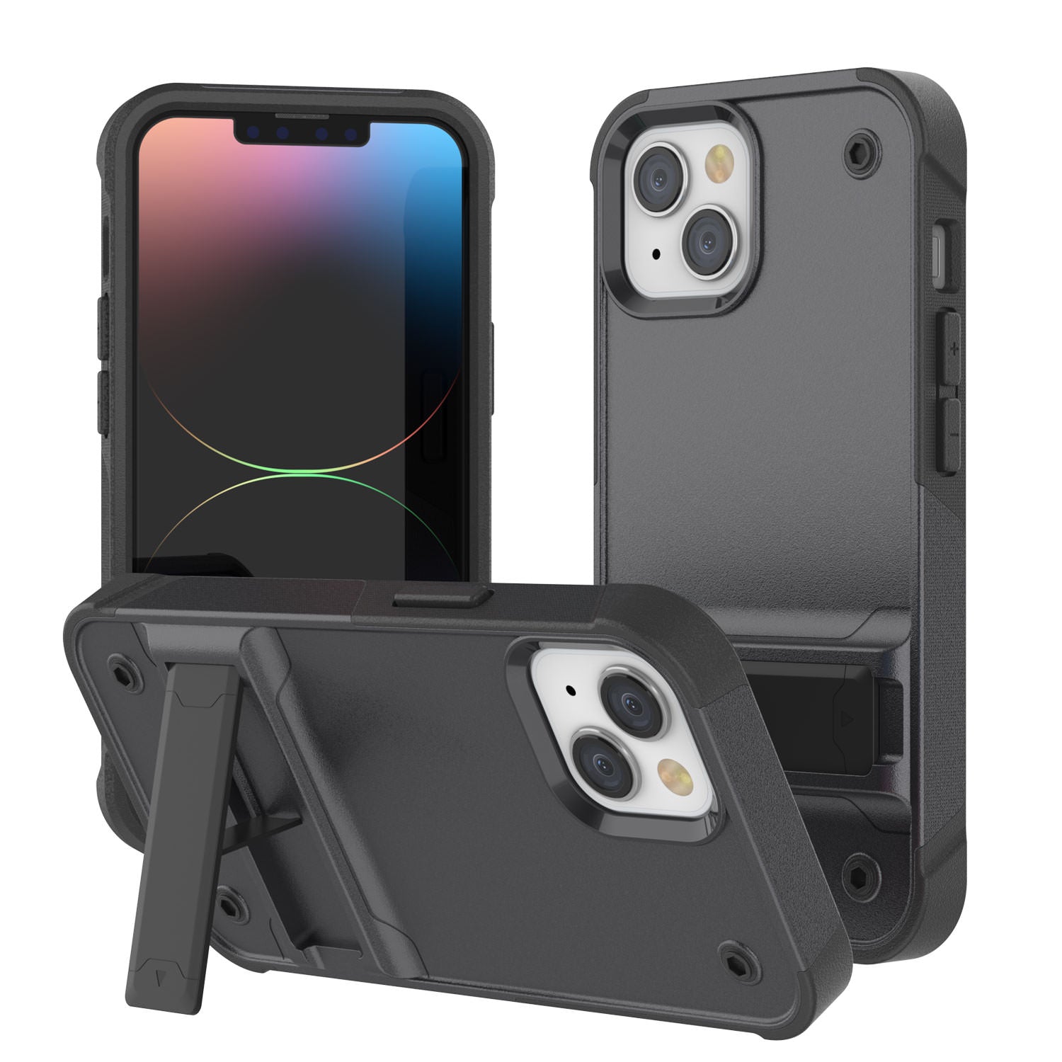 Punkcase iPhone 14 Plus Case [Reliance Series] Protective Hybrid Military Grade Cover W/Built-in Kickstand [Navy-Black]