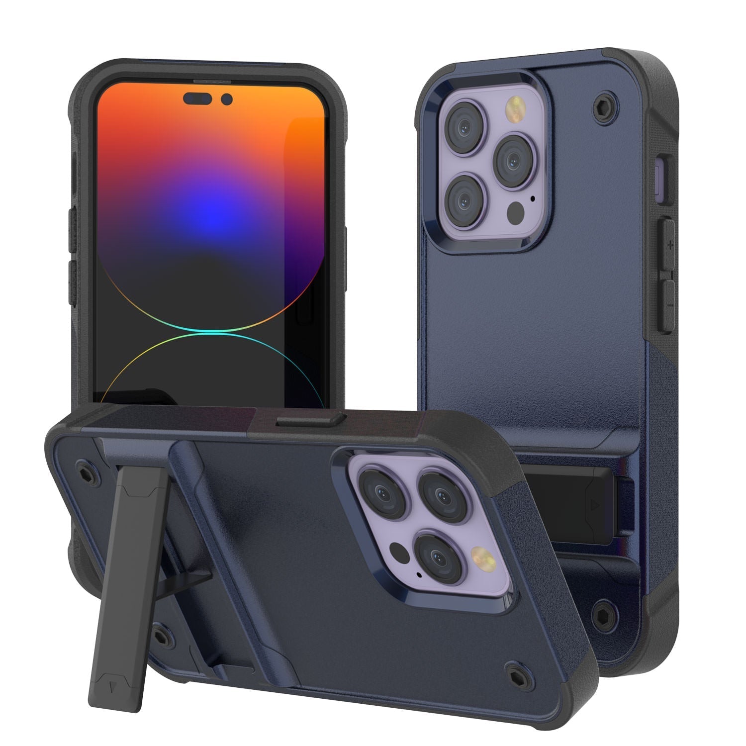 Punkcase iPhone 14 Pro Max Case [Reliance Series] Protective Hybrid Military Grade Cover W/Built-in Kickstand [Army-Green-Black]