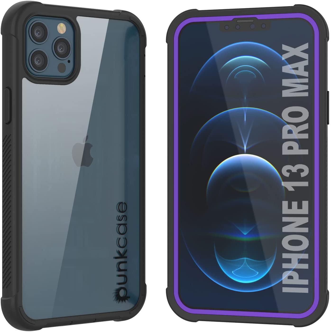 PunkCase iPhone 13 Pro Max Case, [Spartan Series] Clear Rugged Heavy Duty Cover W/Built in Screen Protector [Black]