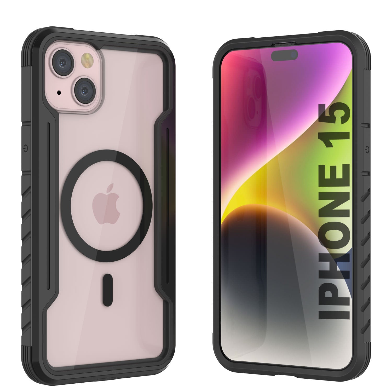 Punkcase iPhone 15 Armor Stealth MAG Defense Case Protective Military Grade Multilayer Cover [Grey-Black]