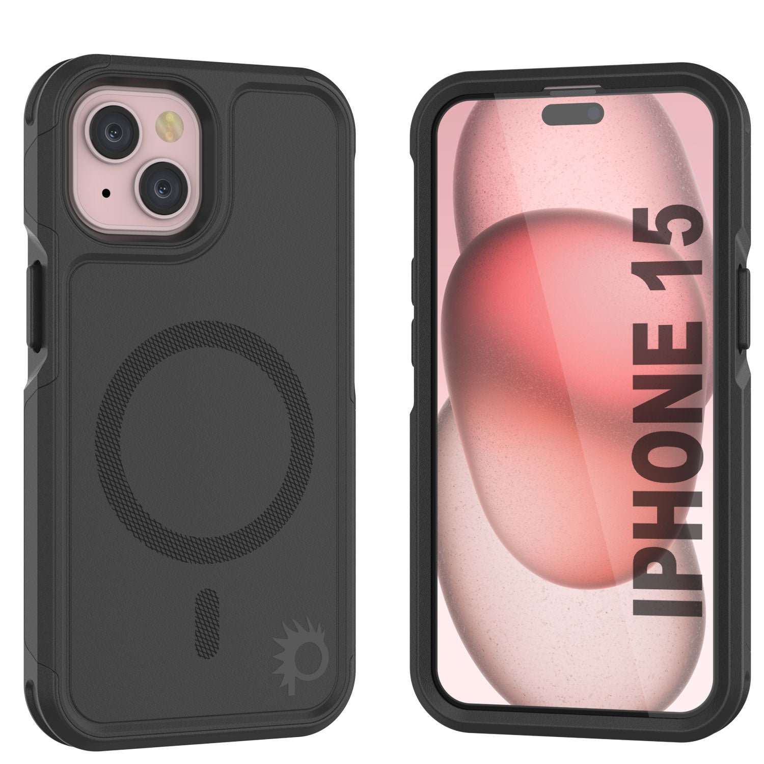 PunkCase iPhone 15 Case, [Spartan 2.0 Series] Clear Rugged Heavy Duty Cover W/Built in Screen Protector [pink]